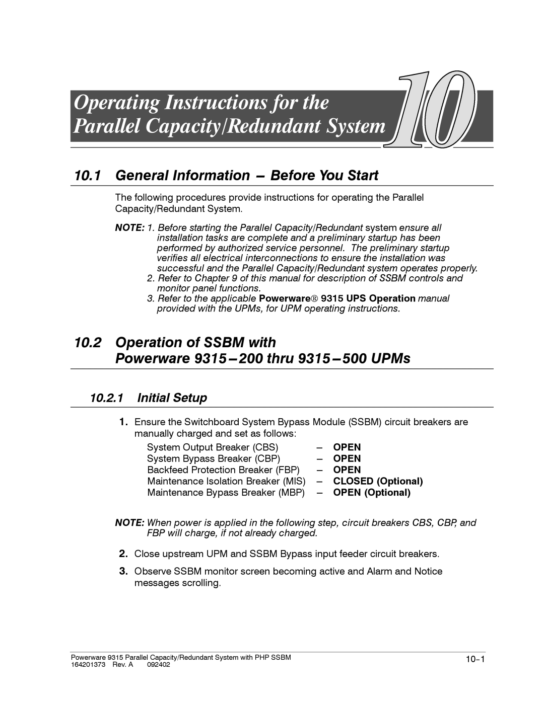 Powerware 9315s manual General Information --- Before You Start, Initial Setup 