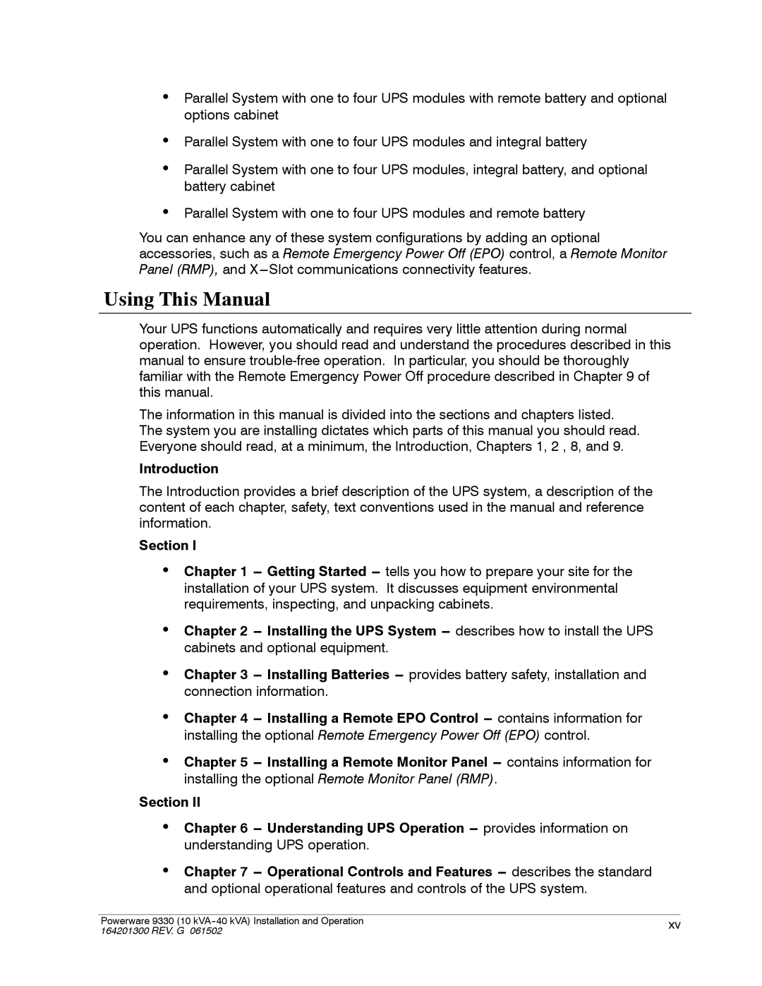 Powerware 9330 operation manual Using This Manual 