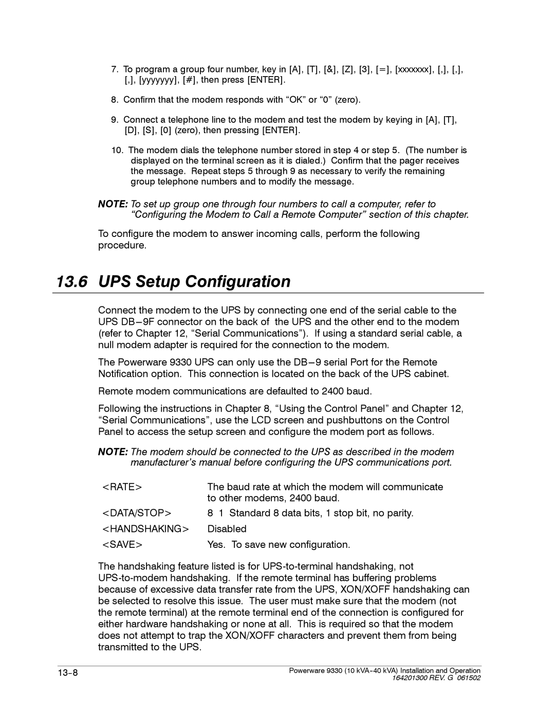 Powerware 9330 operation manual UPS Setup Configuration, Save 