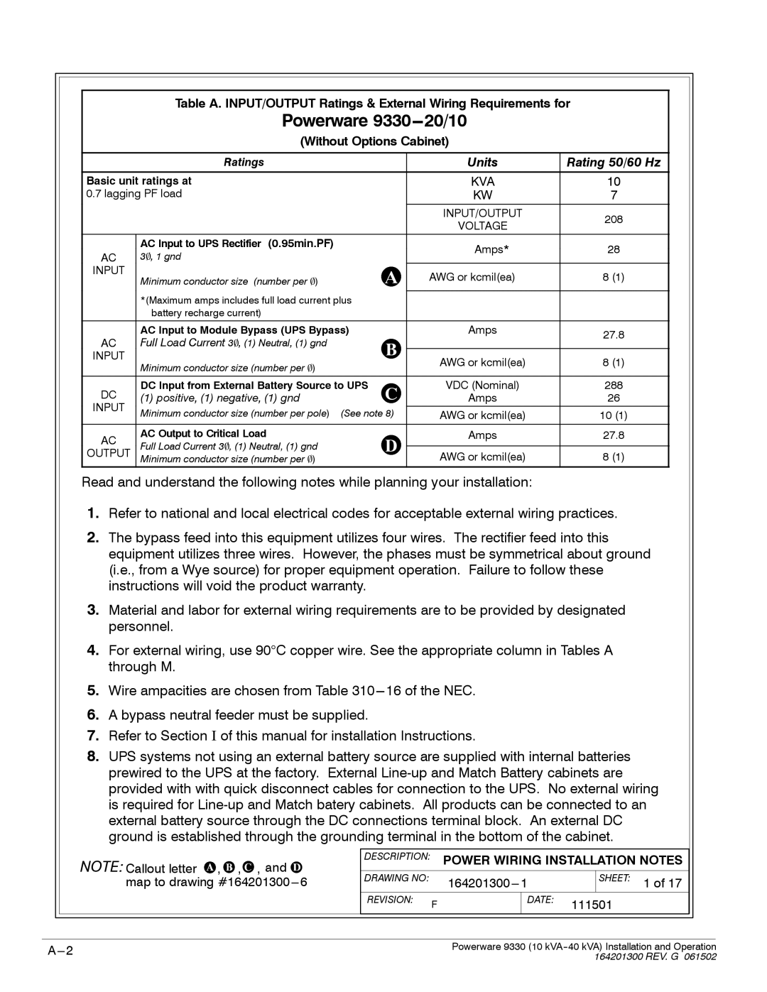 Powerware operation manual Powerware 9330---20/10 