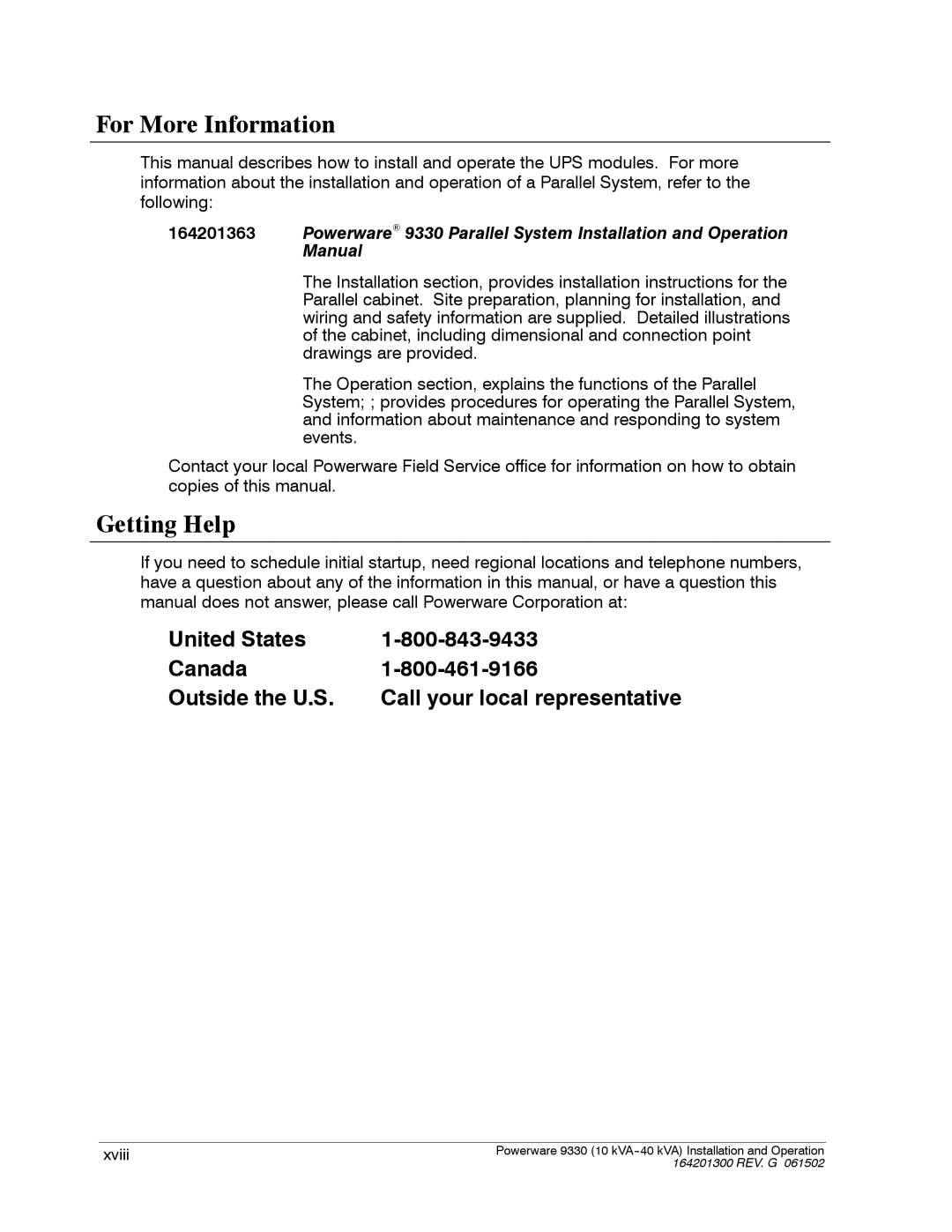 Powerware 9330 operation manual For More Information 