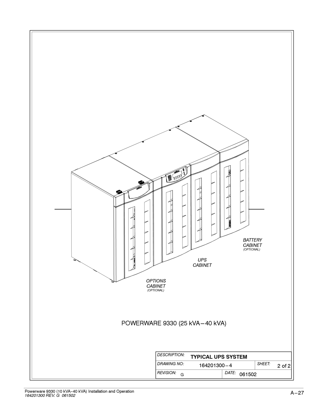 Powerware operation manual Powerware 9330 25 kVA---40 kVA 