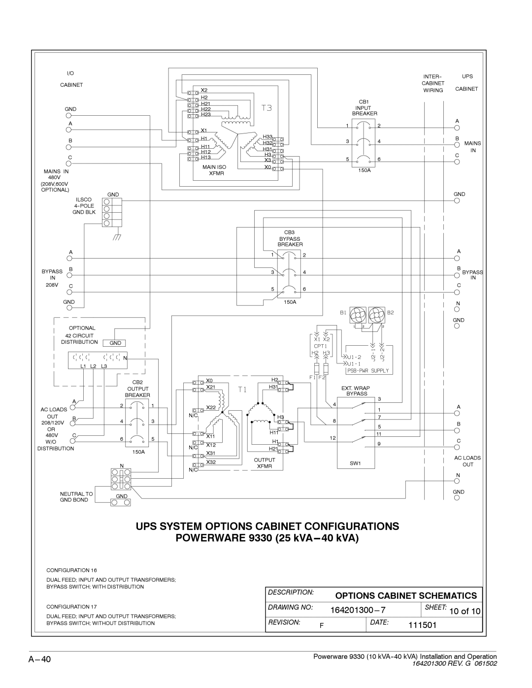 Powerware 9330 operation manual Sheet 10 