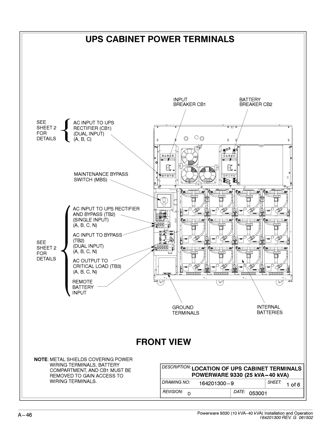 Powerware operation manual Powerware 9330 25 kVA-- 40 kVA 