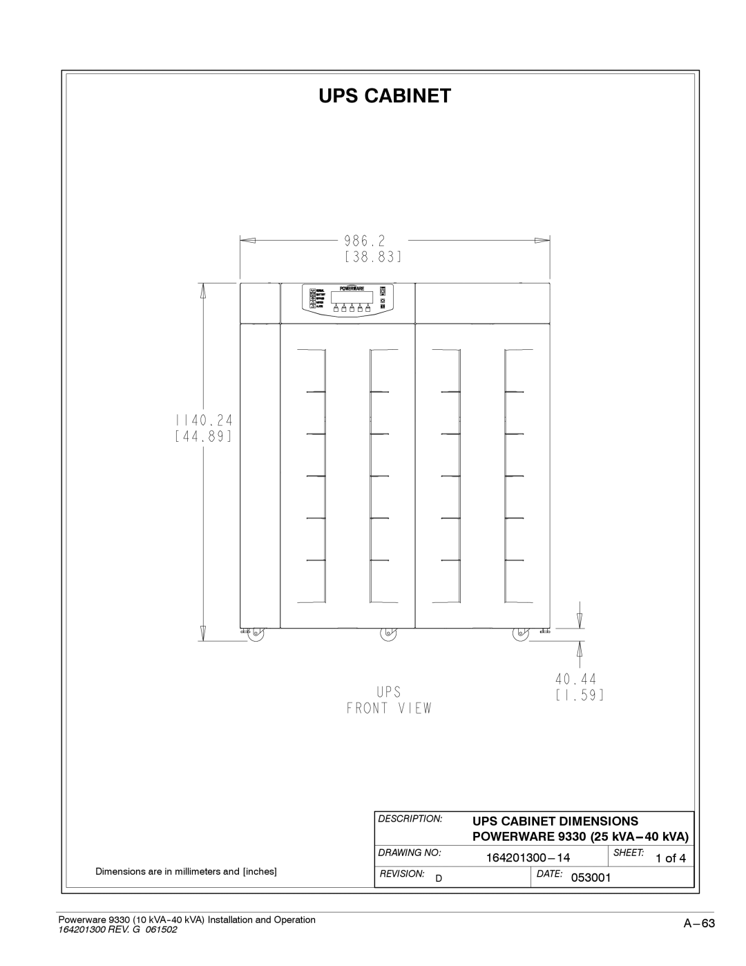 Powerware 9330 operation manual 164201300---14 