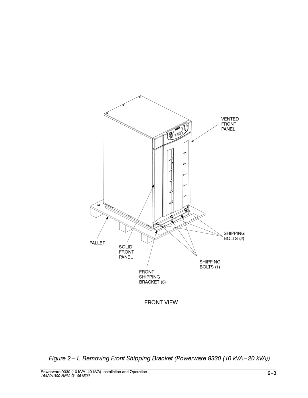 Powerware 9330 operation manual Front View 