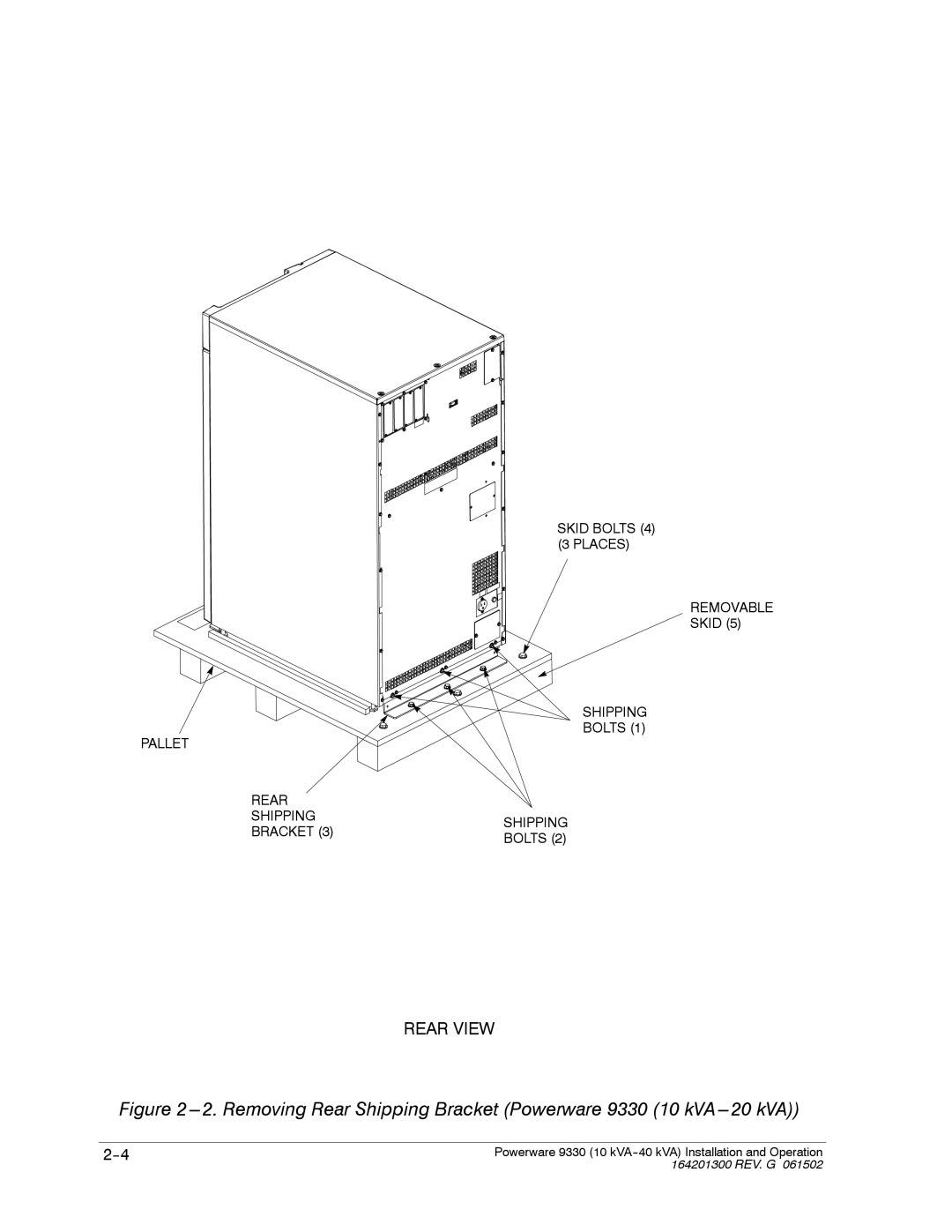 Powerware 9330 operation manual Rear View 