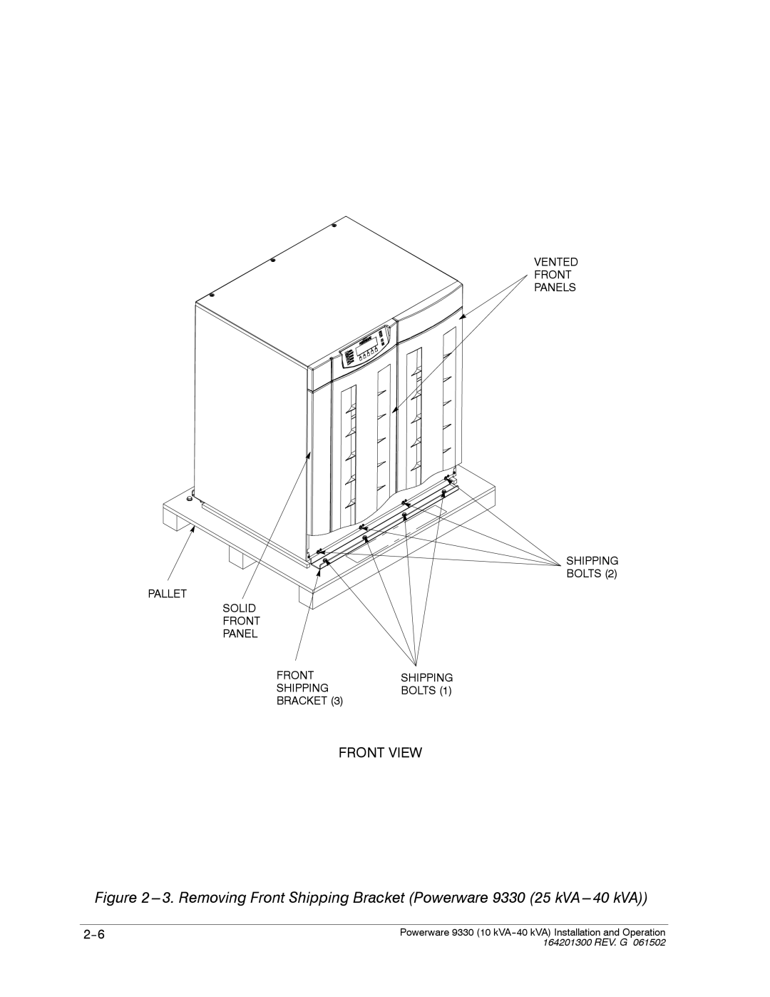 Powerware 9330 operation manual Front View 