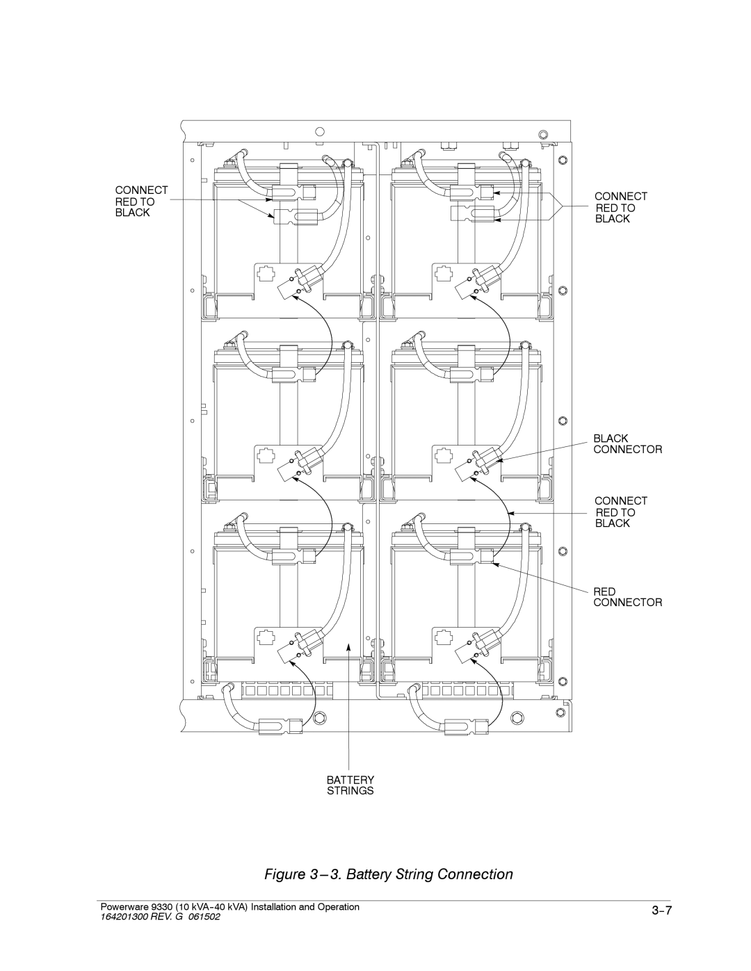 Powerware 9330 operation manual Battery String Connection 