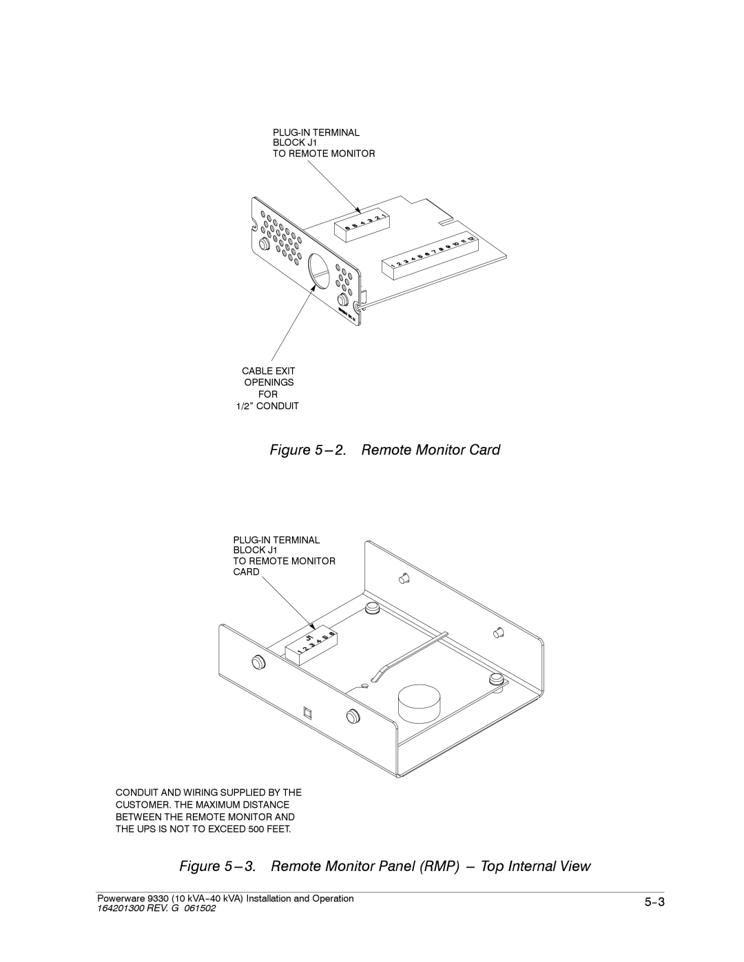 Powerware 9330 operation manual Remote Monitor Card 