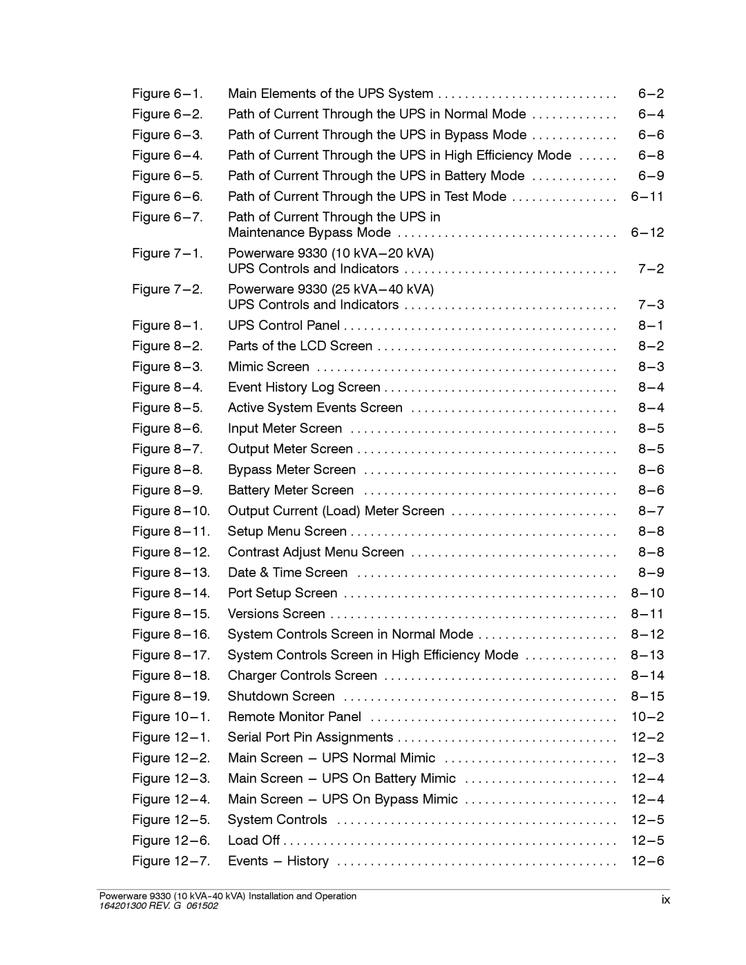 Powerware operation manual Powerware 9330 10 kVA---20 kVA 