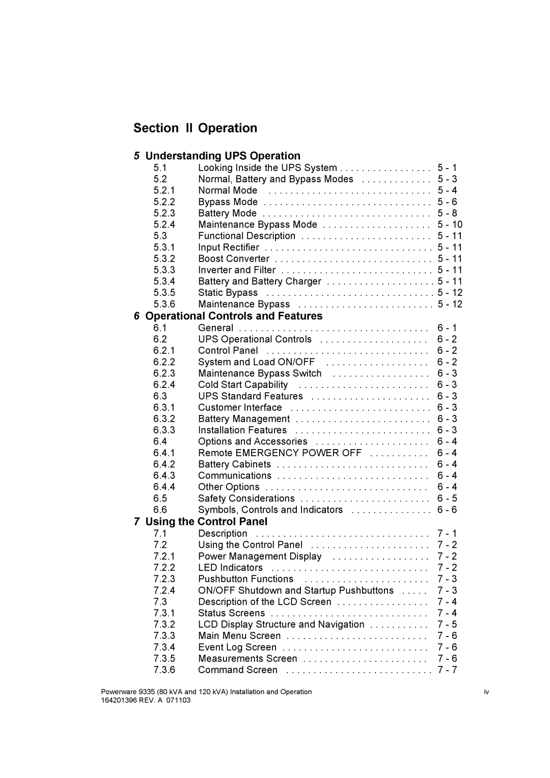 Powerware 9335 operation manual Understanding UPS Operation, Operational Controls and Features, Using the Control Panel 