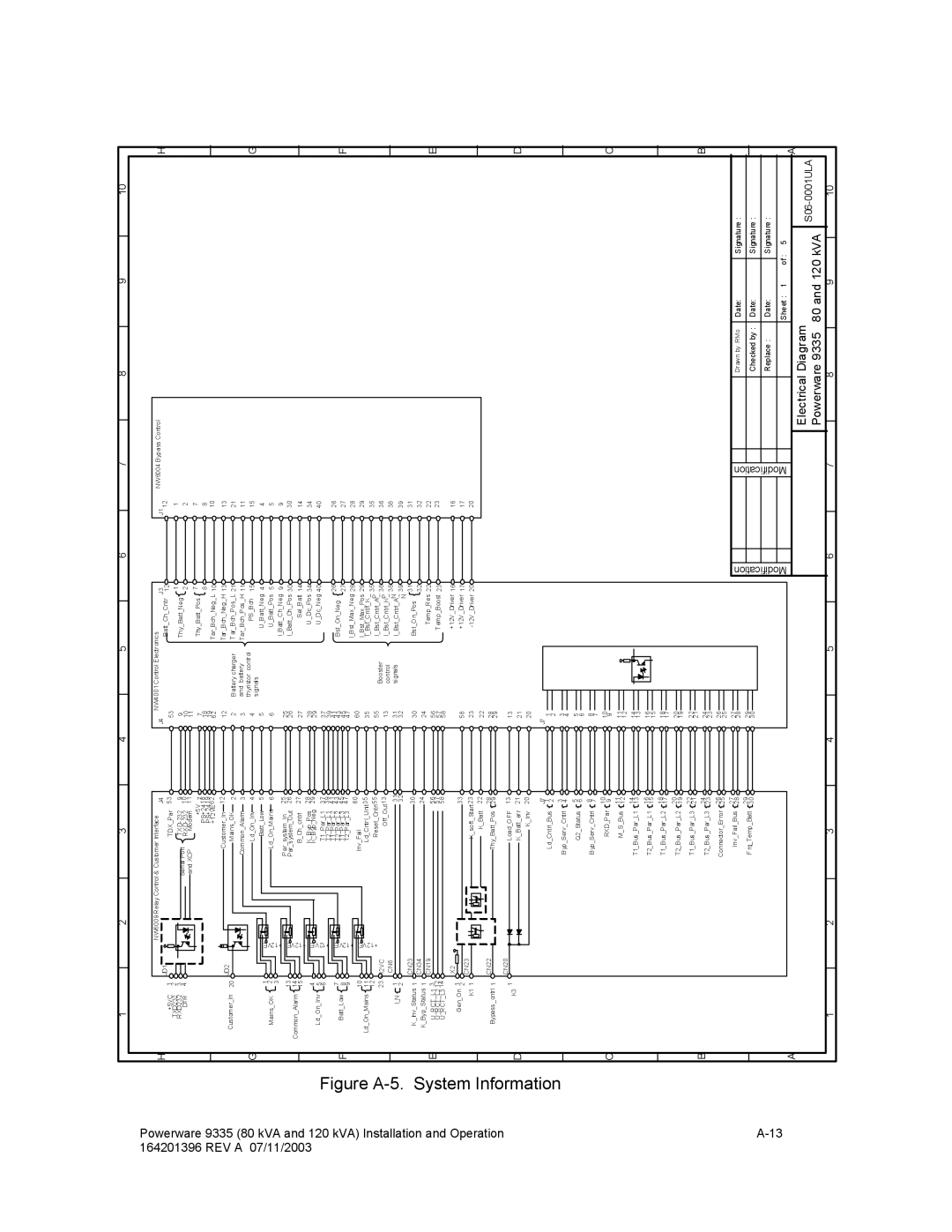 Powerware 9335 operation manual Electrical Diagram 120 kVA S06-0001ULA Powerware 