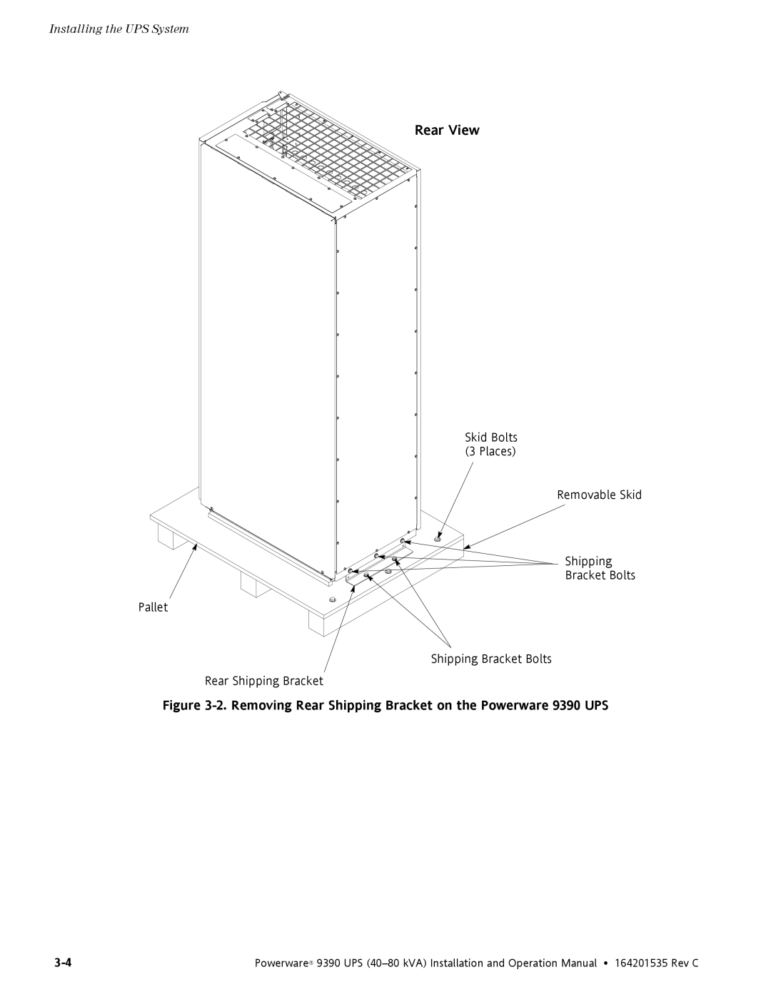 Powerware 9390 operation manual Rear View 