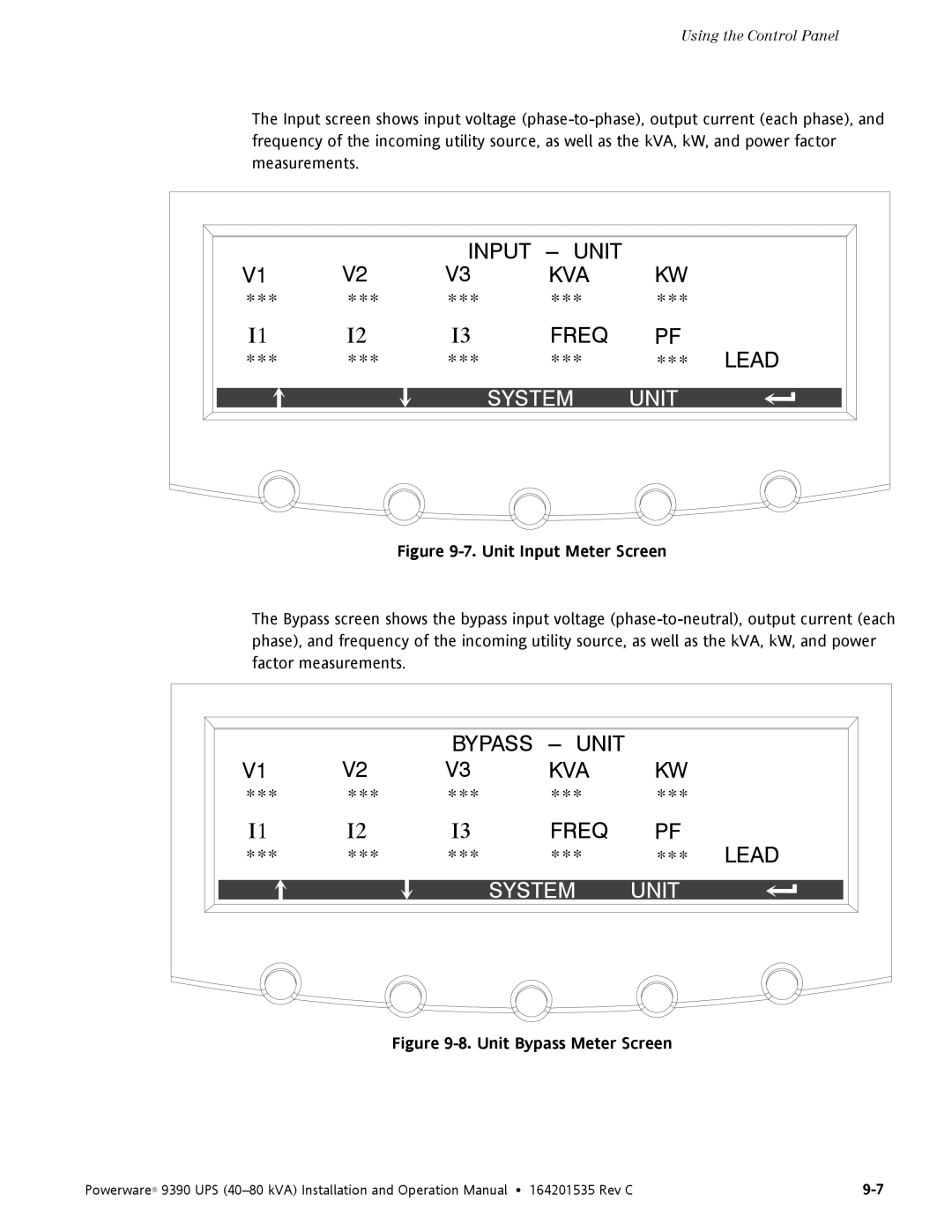 Powerware 9390 operation manual Input 