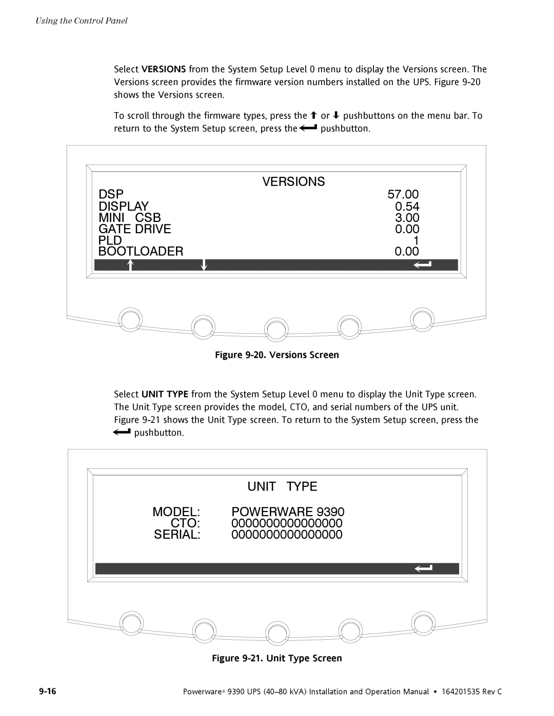 Powerware 9390 operation manual 57.00, CTO Serial 