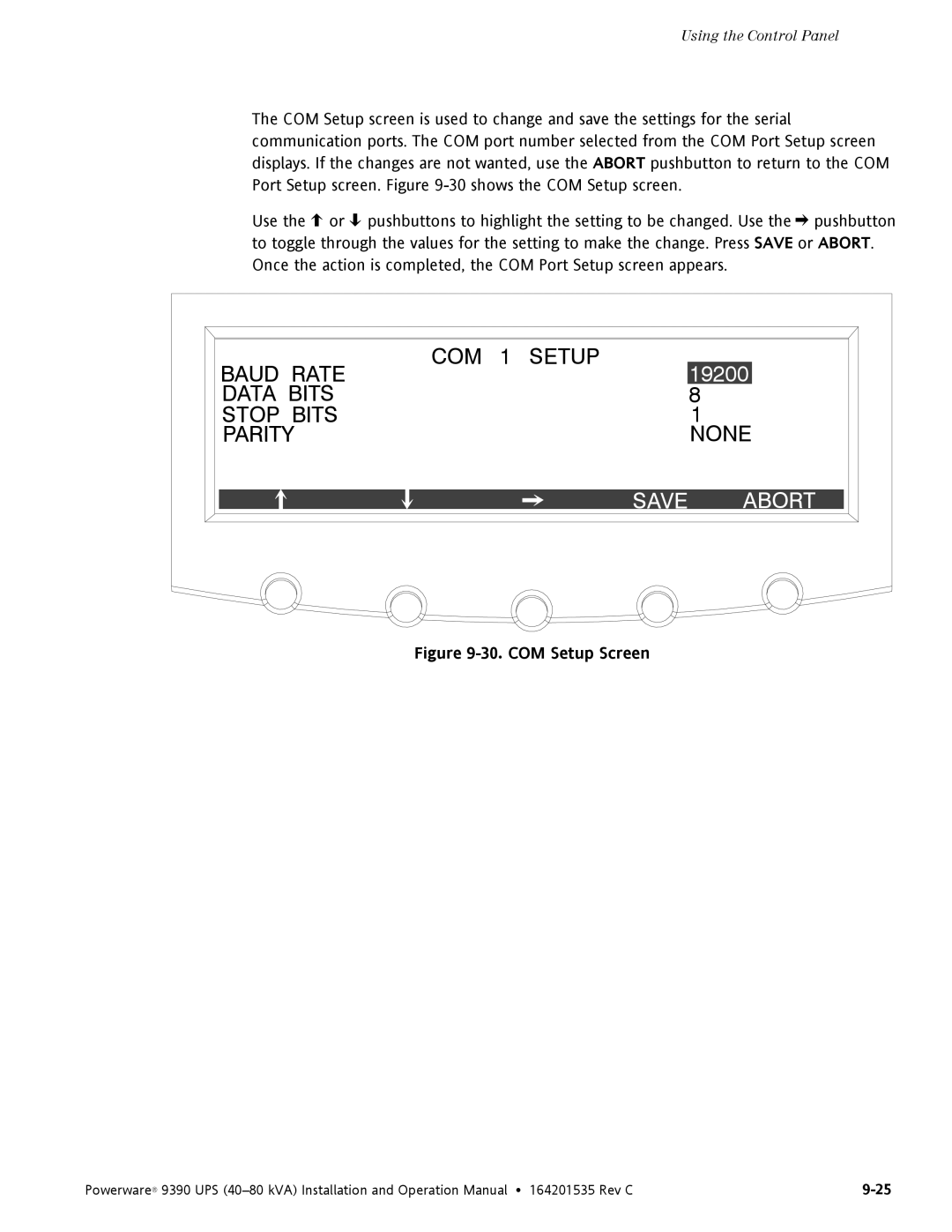 Powerware 9390 operation manual Abort 