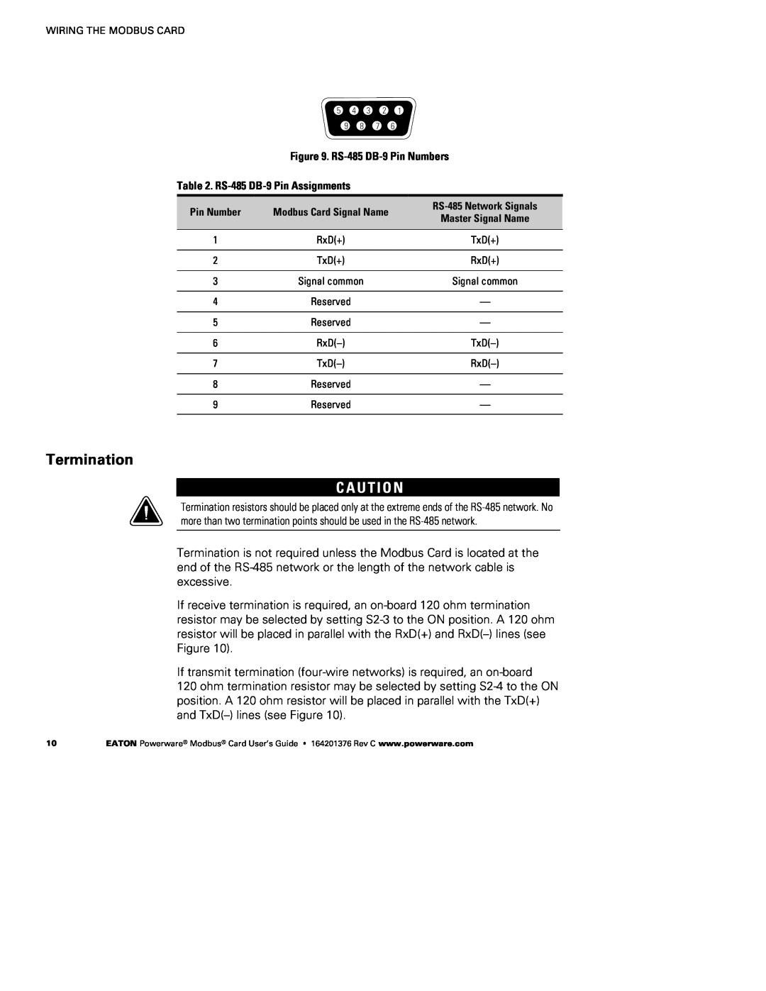 Powerware FCC 15 manual Termination, C A U T I O N 
