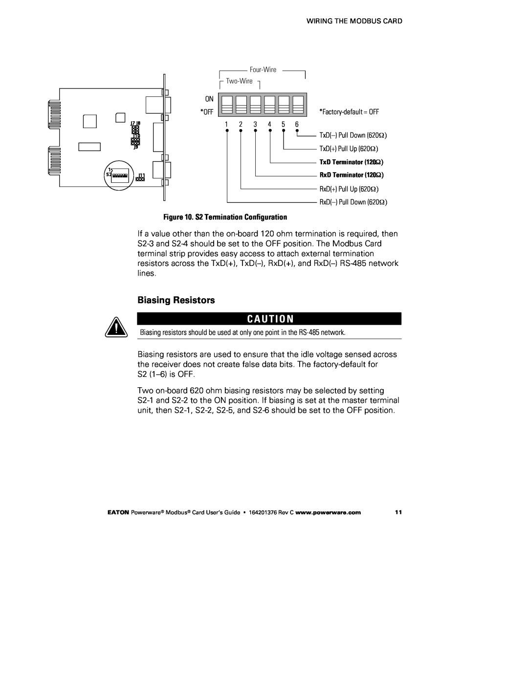 Powerware FCC 15 manual C A U T I O N, Biasing Resistors 