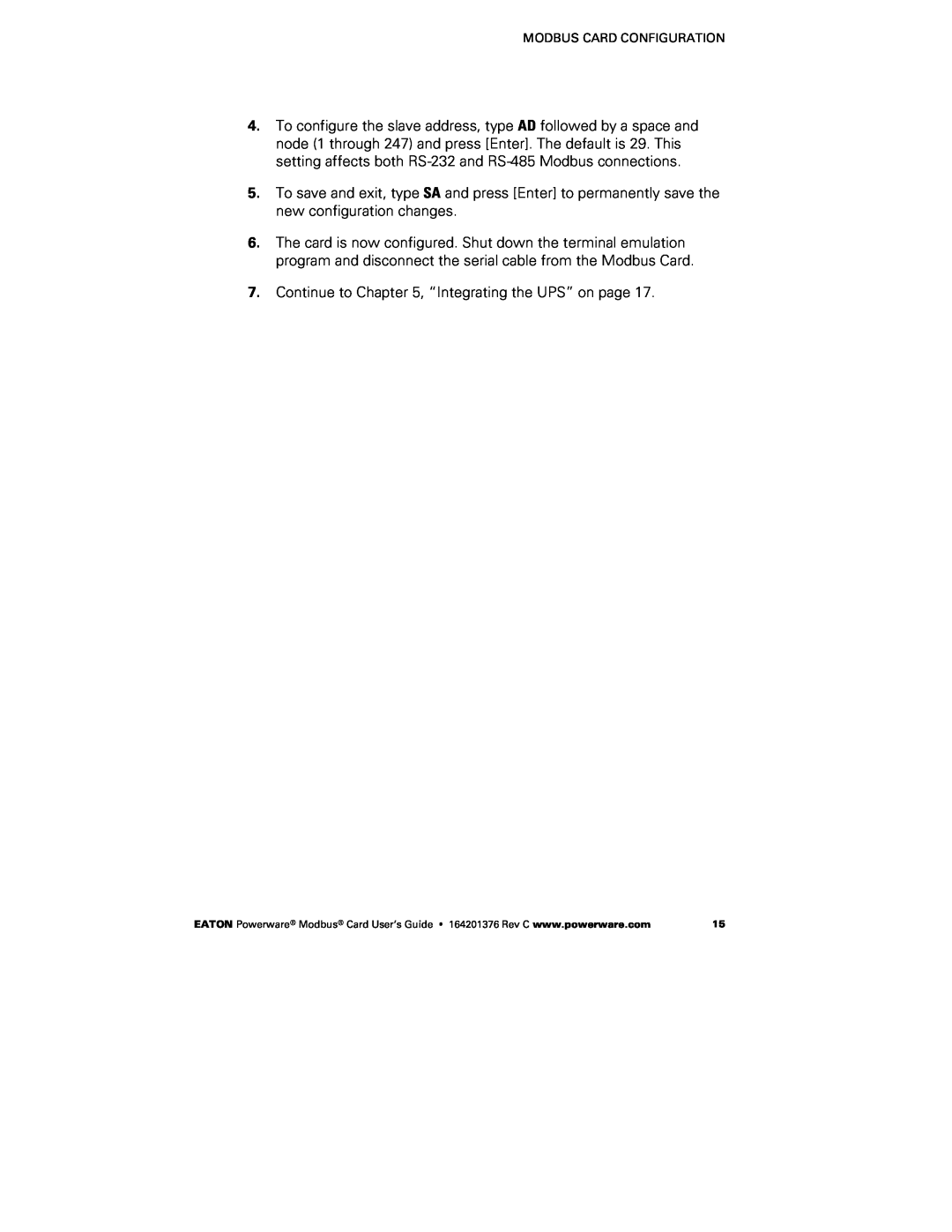 Powerware FCC 15 manual Continue to , “Integrating the UPS” on page 