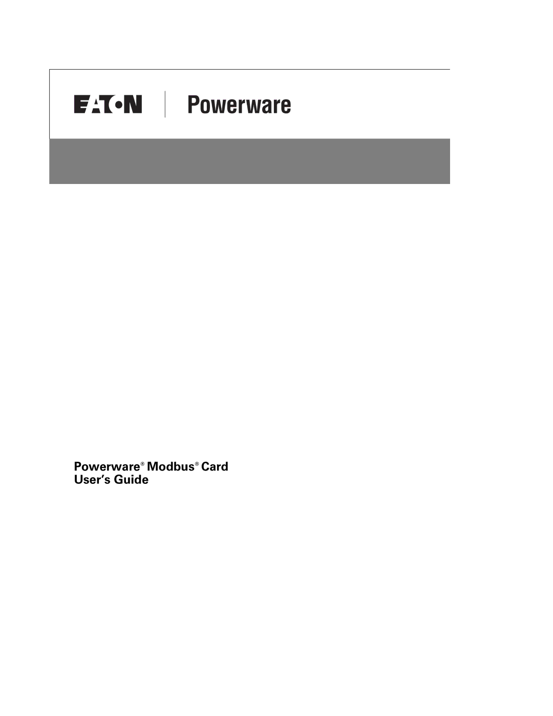 Powerware FCC 15 manual Powerware Modbus Card User’s Guide 