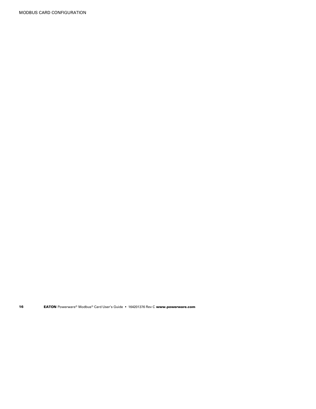 Powerware FCC 15 manual Modbus Card Configuration 