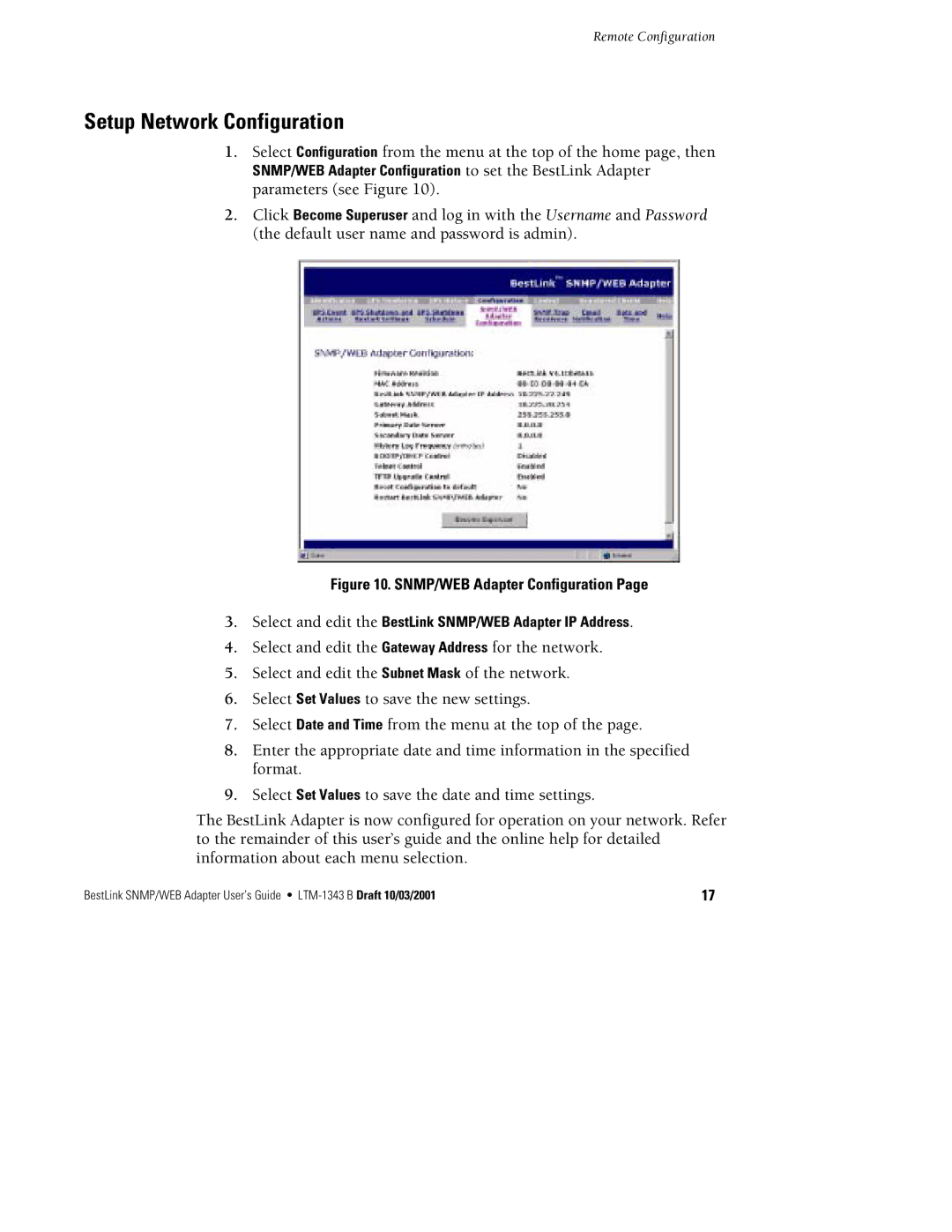 Powerware IPK-0319, IPK-0320, IPK-0318 manual Setup Network Configuration 