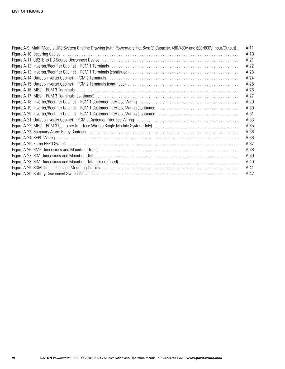 Powerware Powerware 9315 operation manual Figure A‐10. Securing Cables 