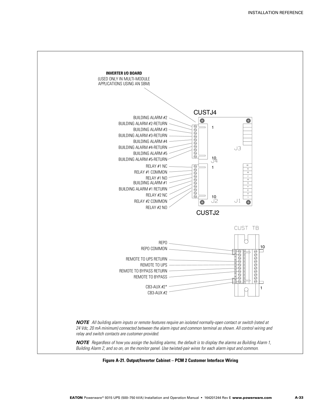 Powerware Powerware 9315 operation manual CUSTJ4 