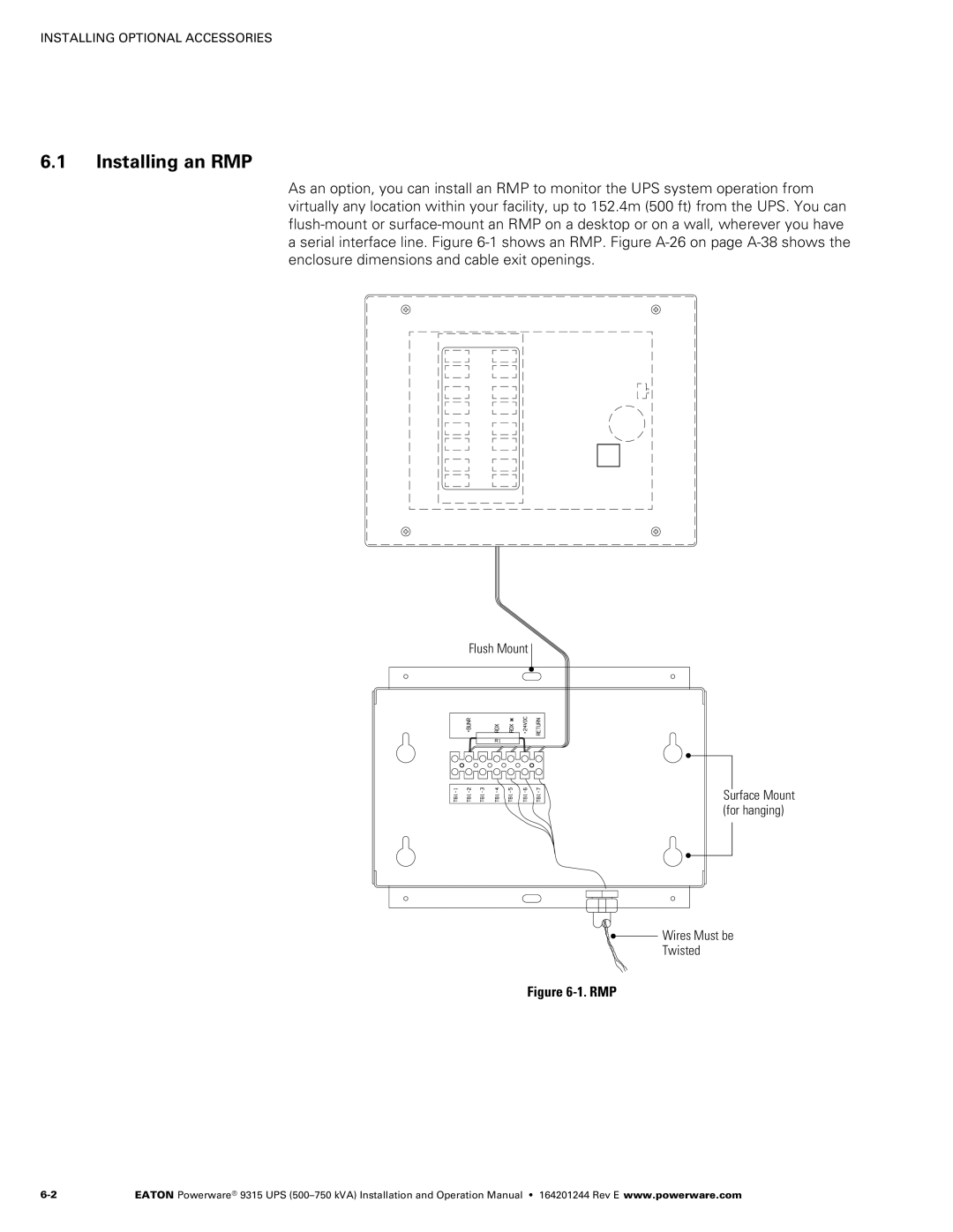 Powerware Powerware 9315 operation manual Installing an RMP, ‐1. RMP 