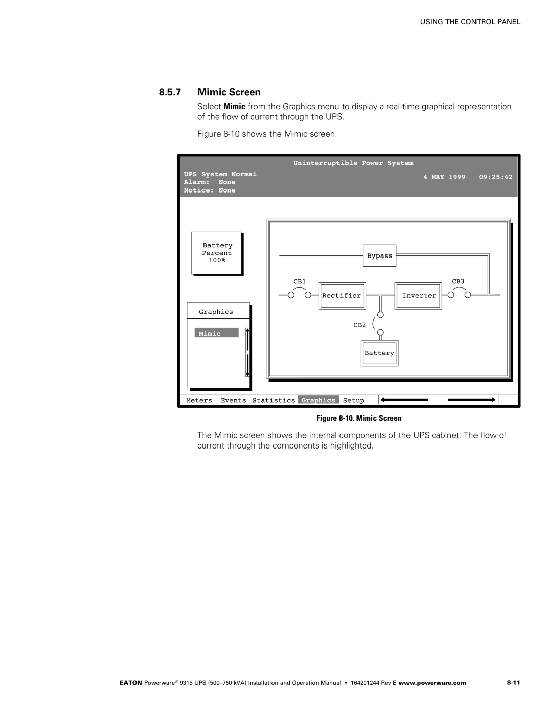 Powerware Powerware 9315 operation manual ‐10. Mimic Screen 