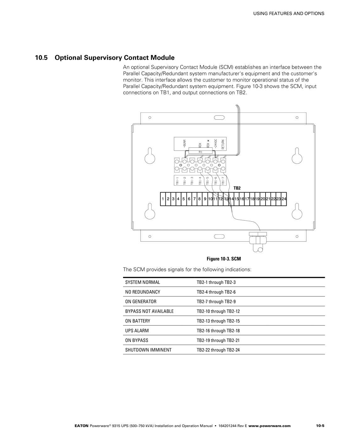 Powerware Powerware 9315 operation manual Optional Supervisory Contact Module, ‐3. SCM 