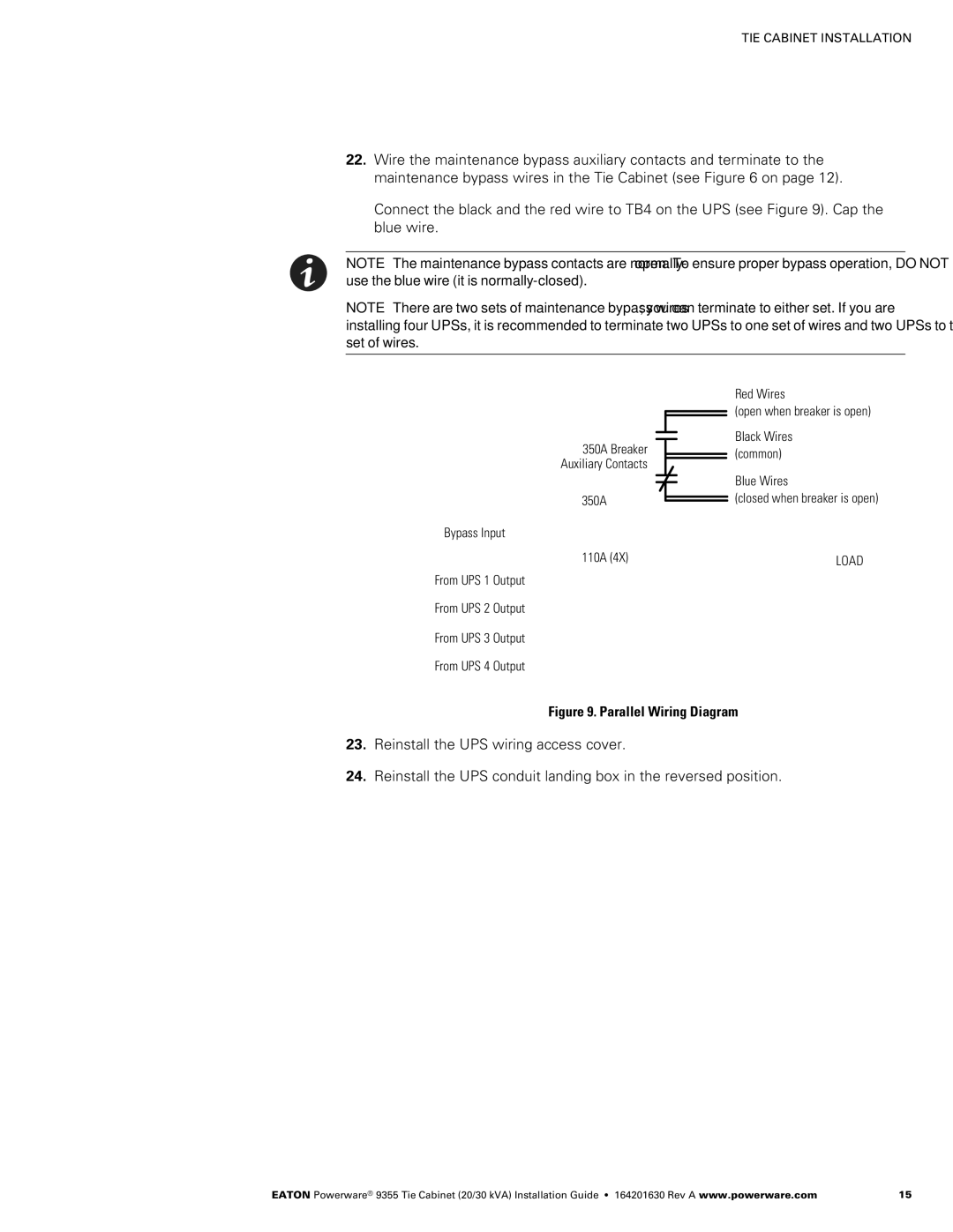 Powerware Powerware 9355 manual Parallel Wiring Diagram 