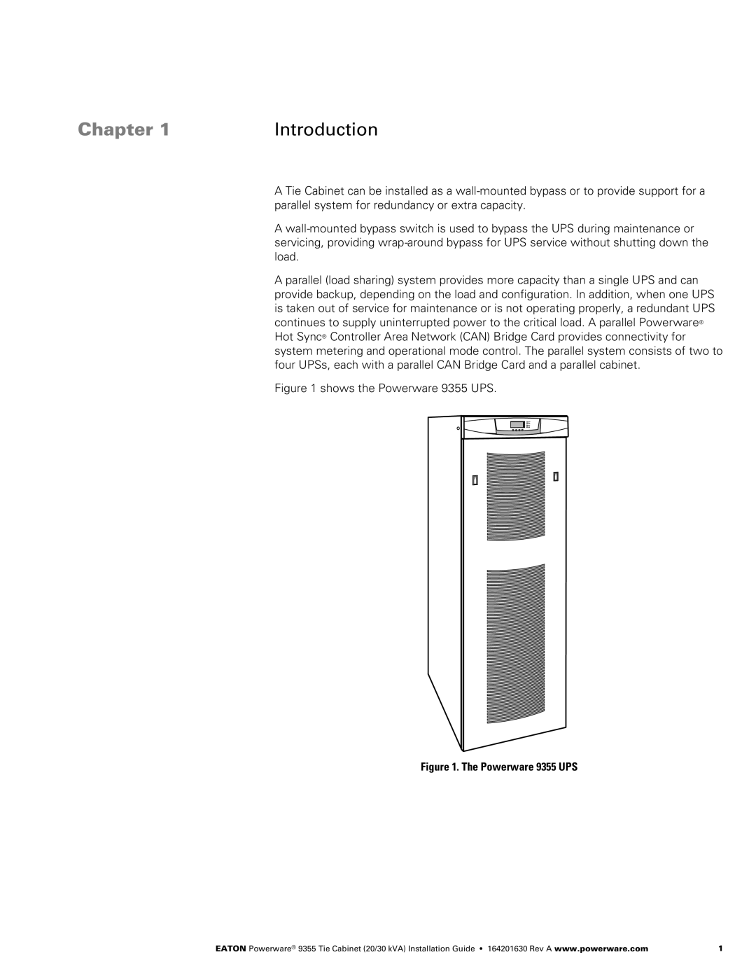 Powerware Powerware 9355 manual Chapter Introduction 