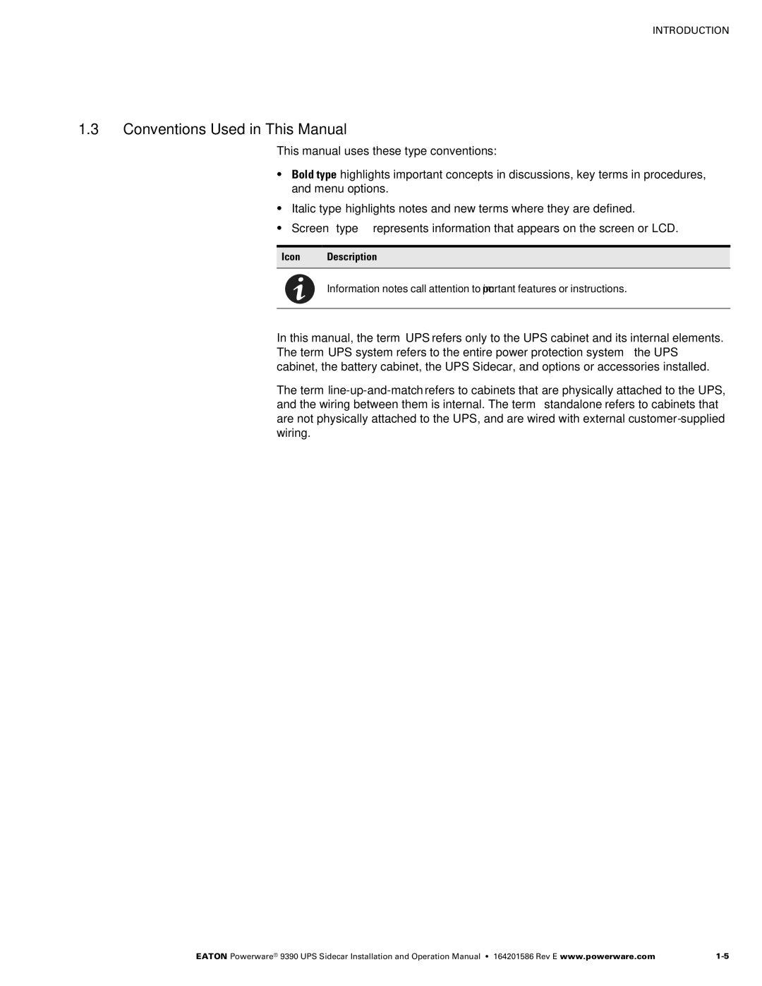 Powerware Powerware 9390 manual Conventions Used in This Manual 