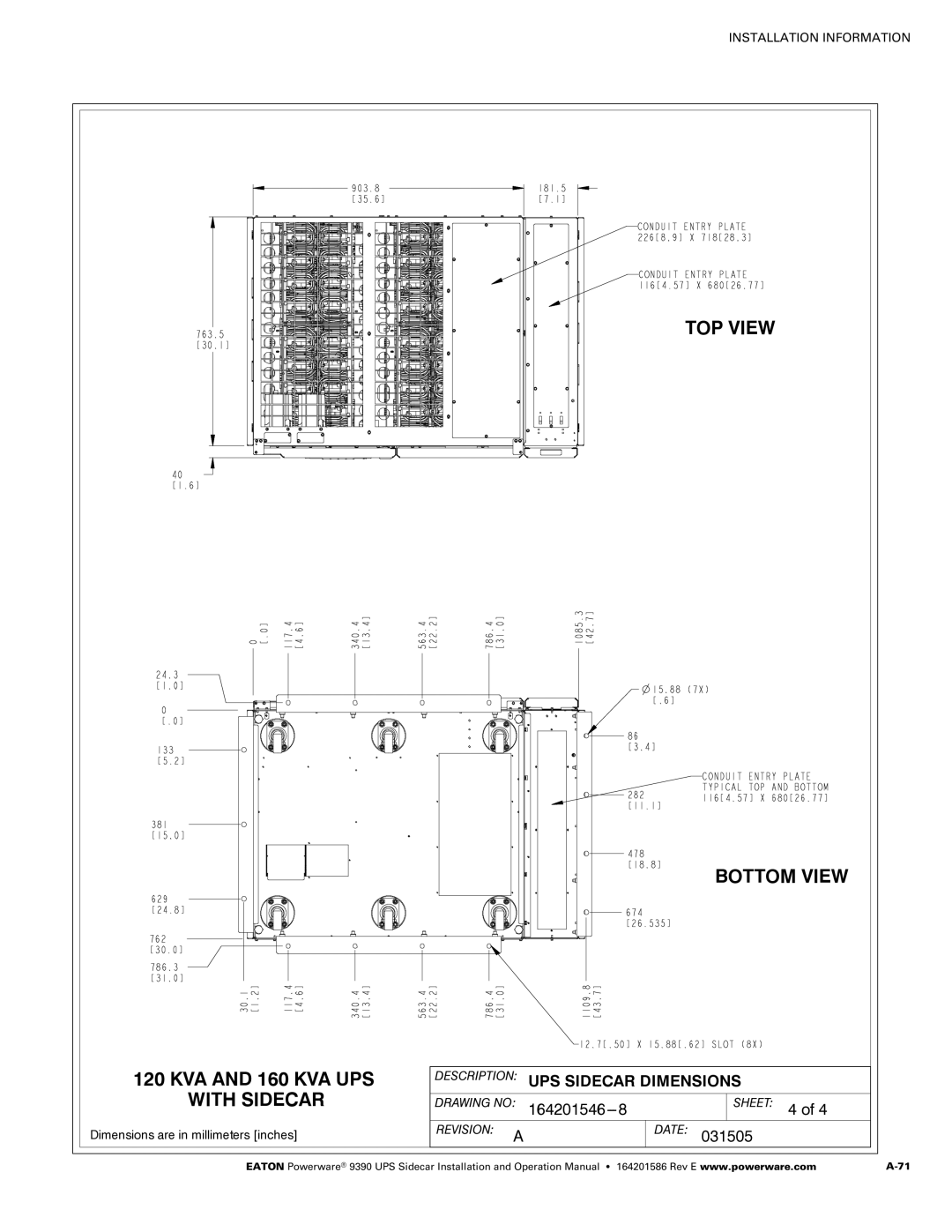 Powerware Powerware 9390 manual KVA and 160 KVA UPS 