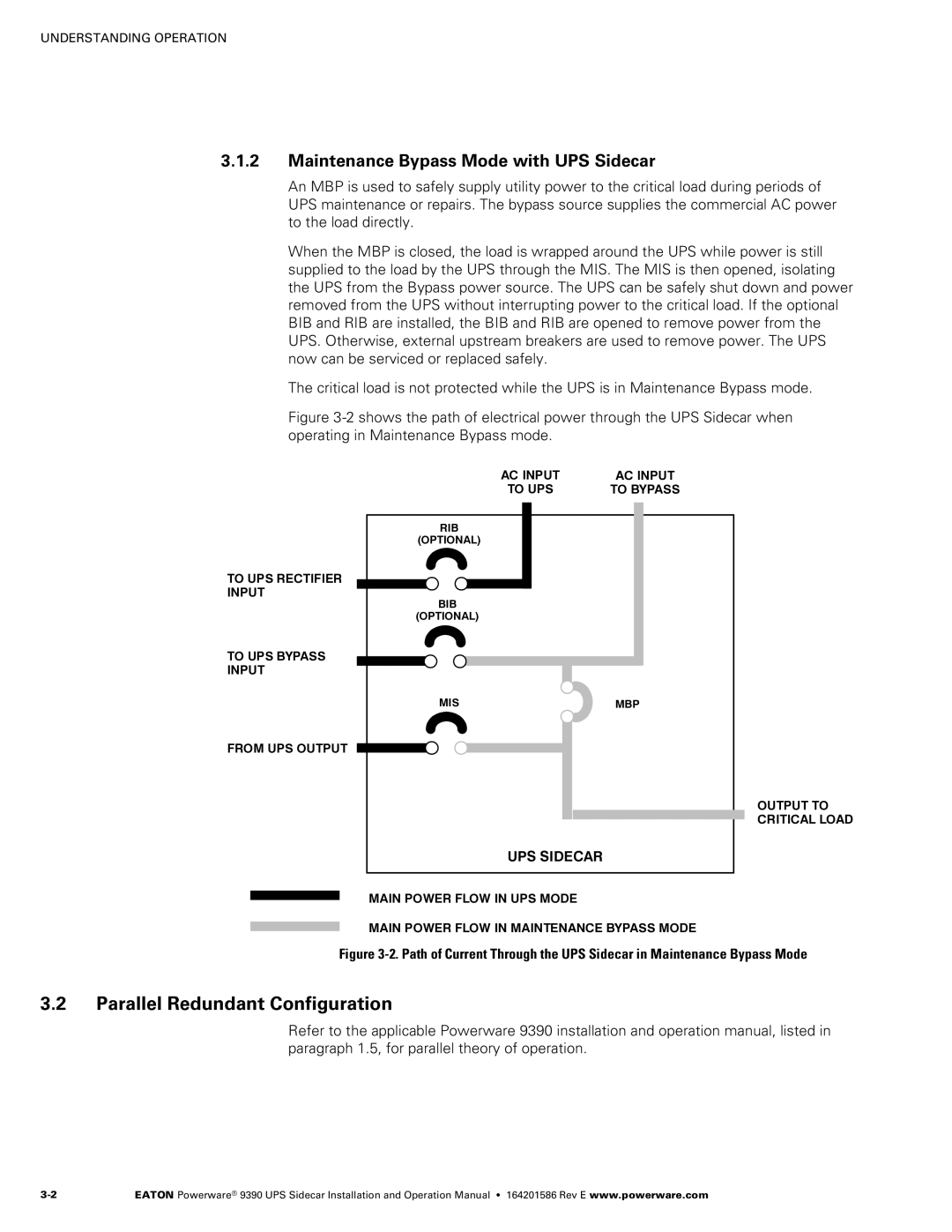 Powerware Powerware 9390 manual Parallel Redundant Configuration, Maintenance Bypass Mode with UPS Sidecar 