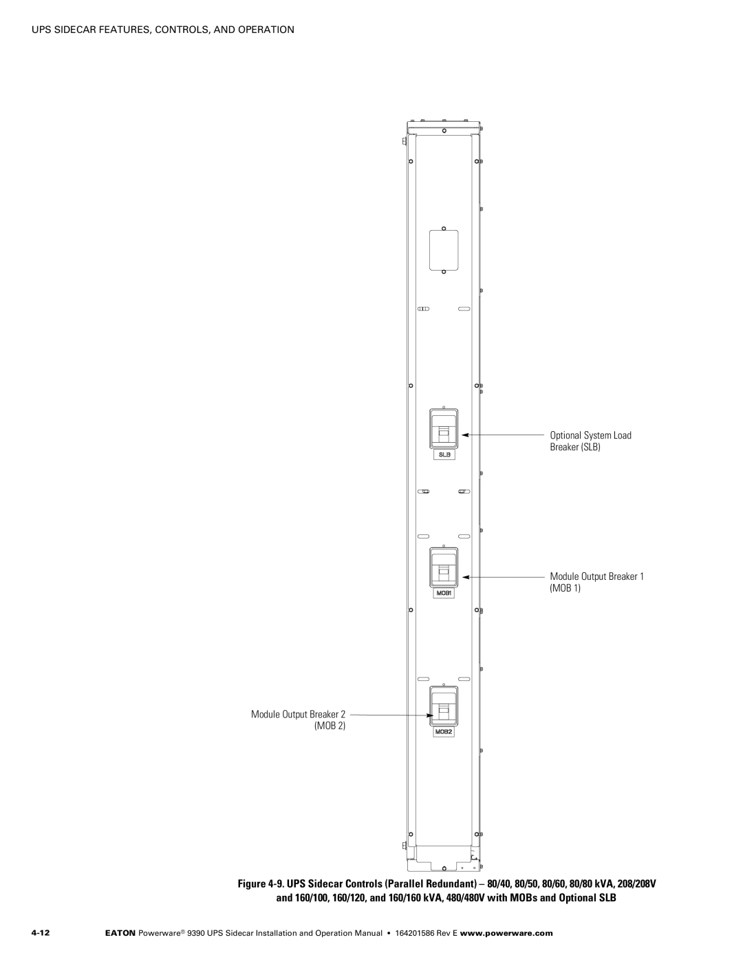 Powerware Powerware 9390 manual UPS Sidecar FEATURES, CONTROLS, and Operation 