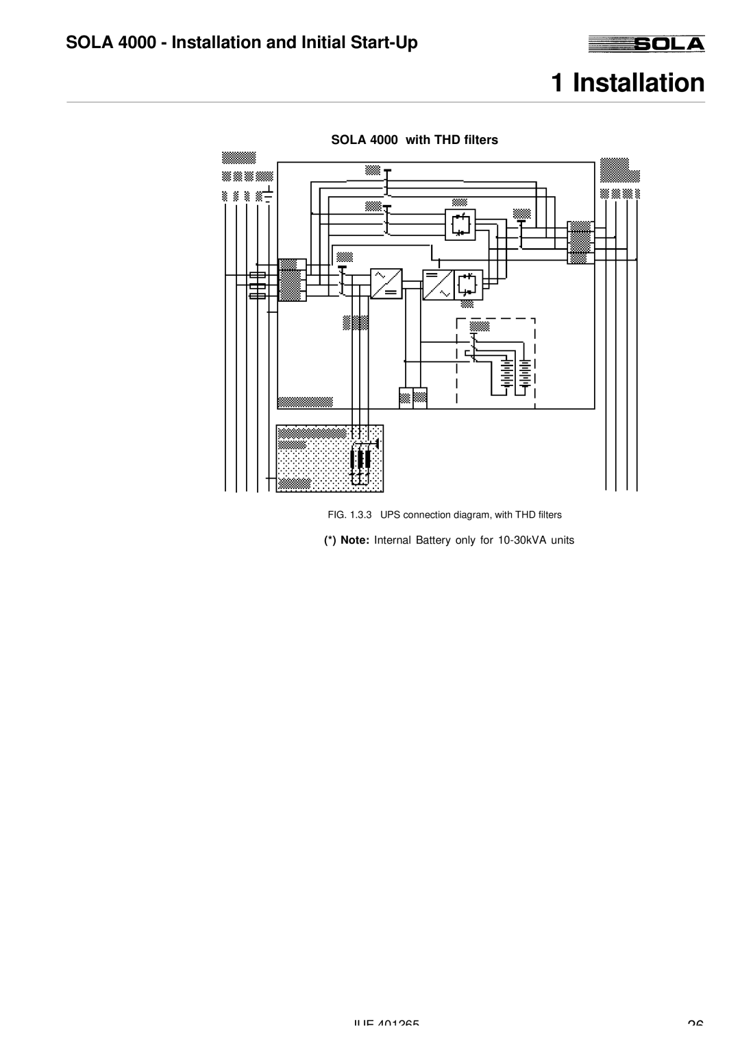 Powerware SOLA 4000 manual Sola 4000 with THD filters, UPS connection diagram, with THD filters 