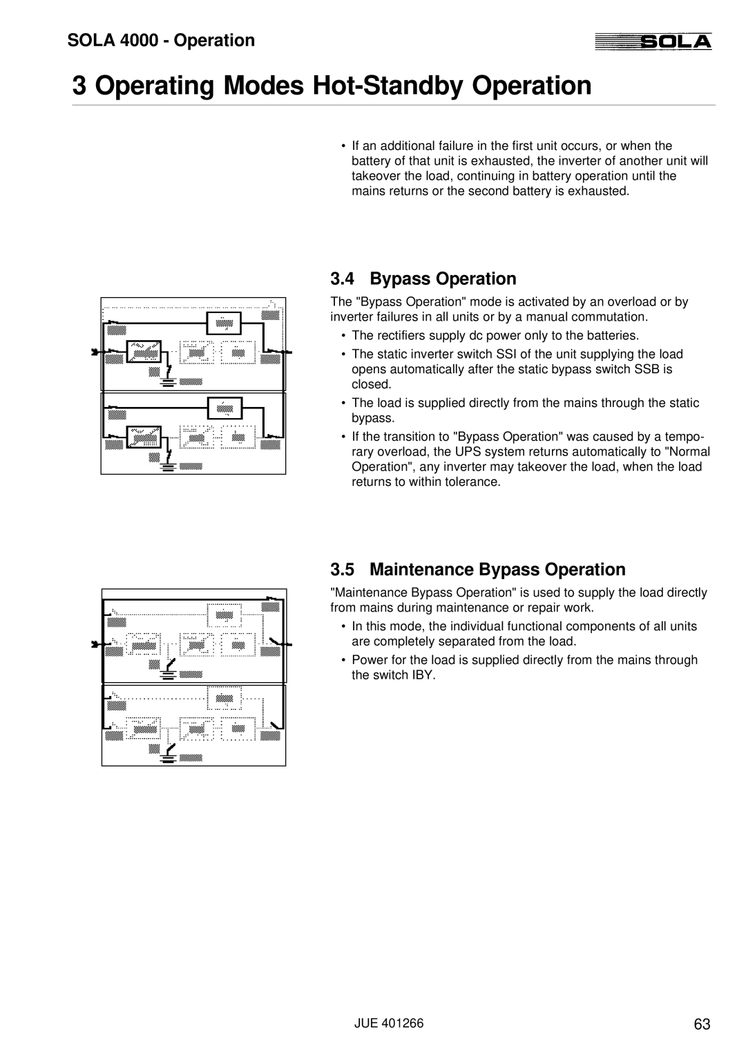 Powerware SOLA 4000 manual Operating Modes Hot-Standby Operation 