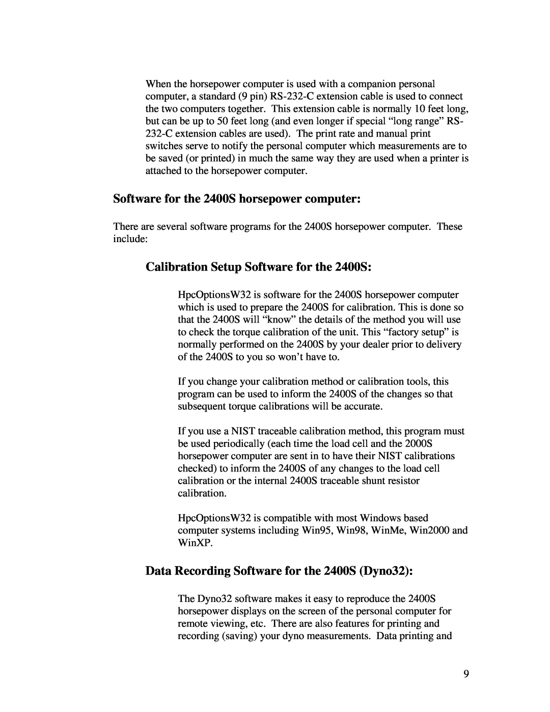 Powerware ST-2400S user manual Software for the 2400S horsepower computer, Calibration Setup Software for the 2400S 