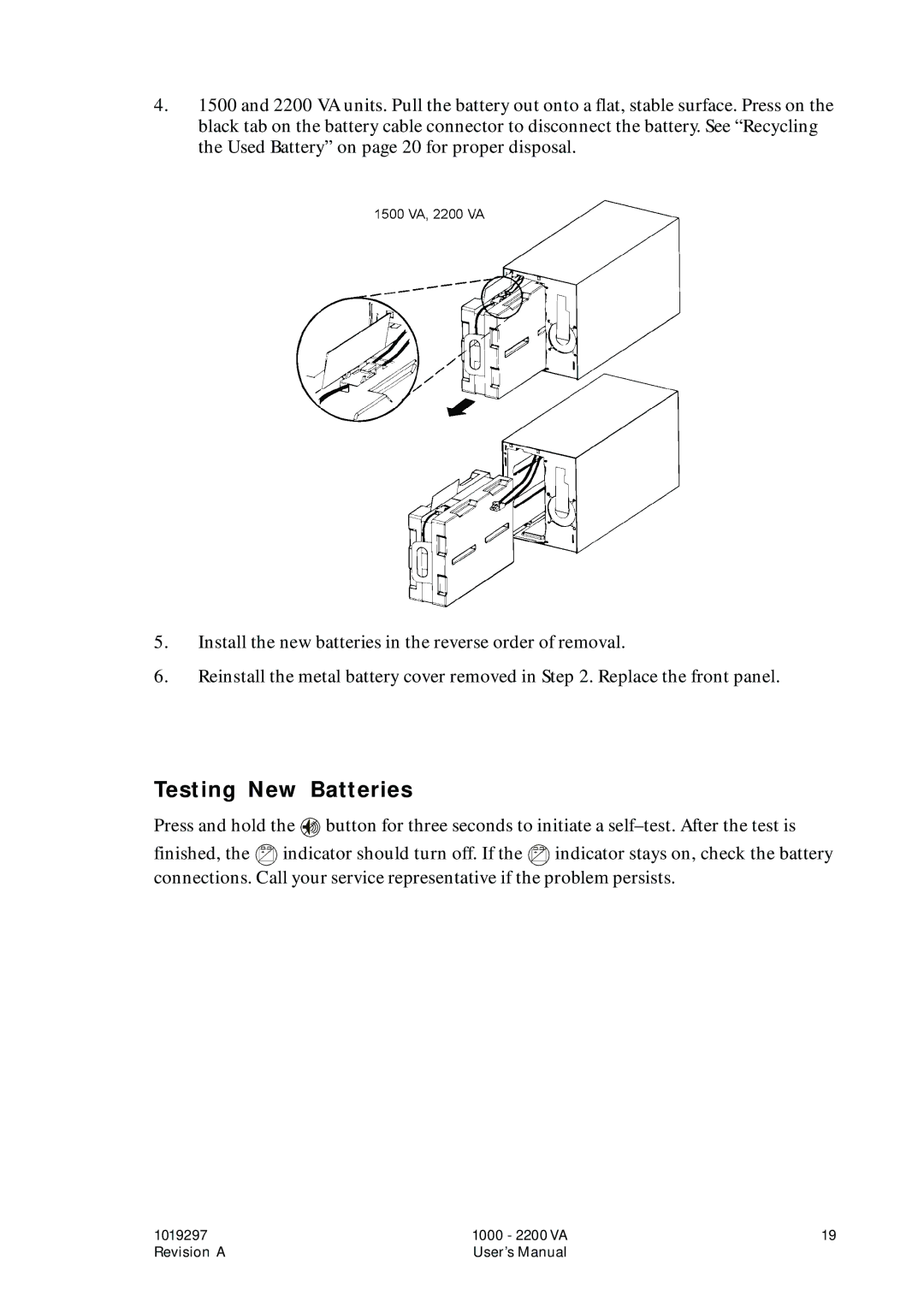 Powerware UPS 1000 - 2200 user manual Testing New Batteries 