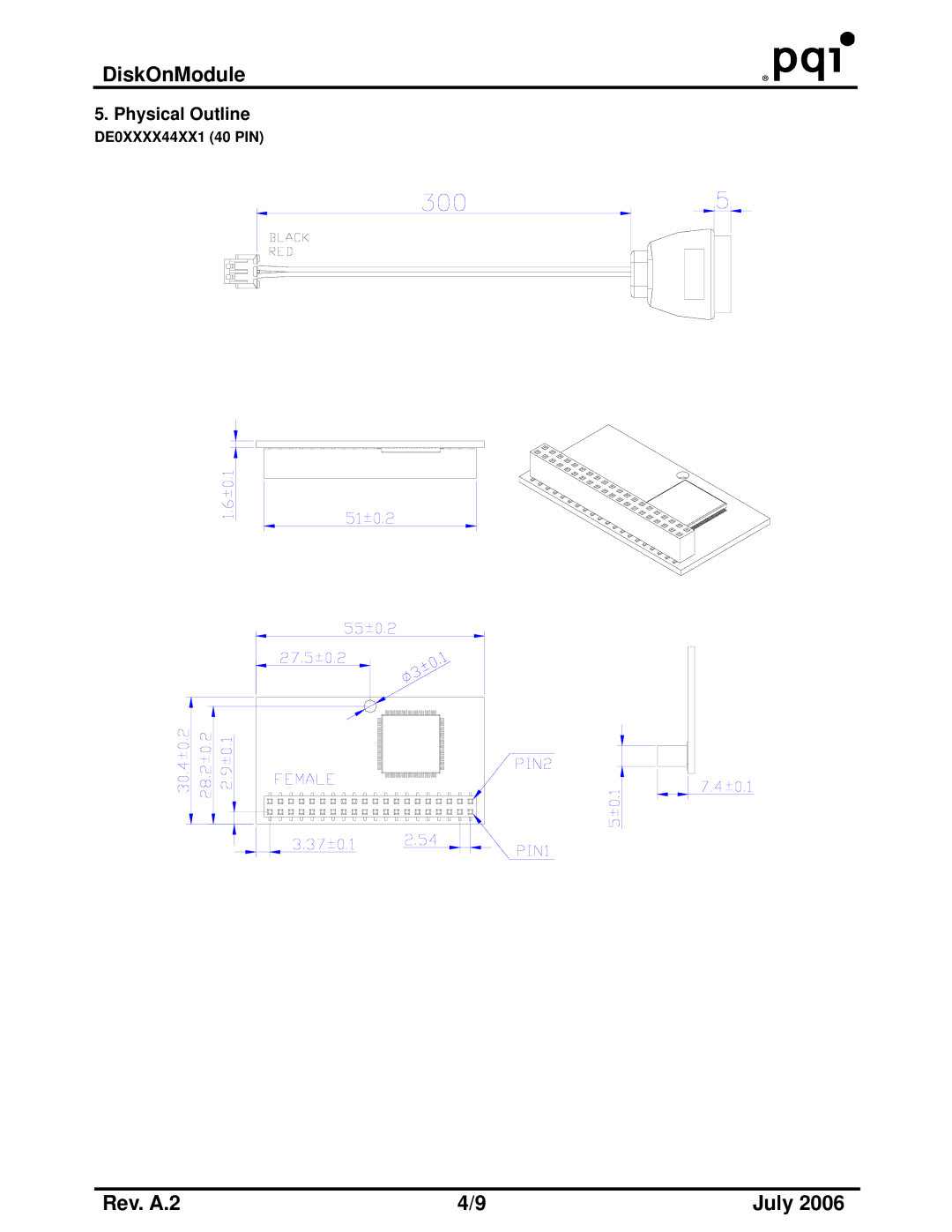 PQI DE Wide Temp Series, DE Series manual Physical Outline 