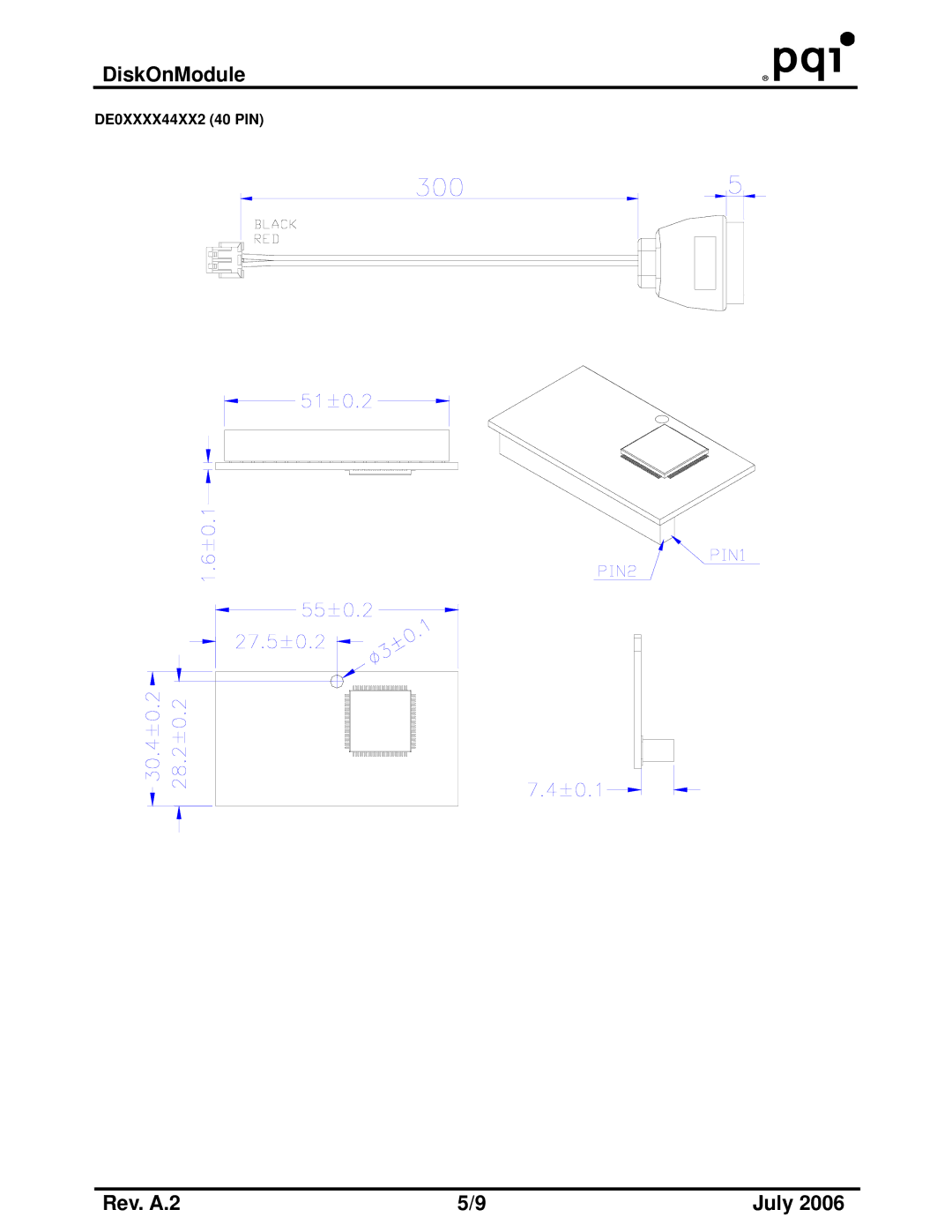 PQI DE Series, DE Wide Temp Series manual DE0XXXX44XX2 40 PIN 