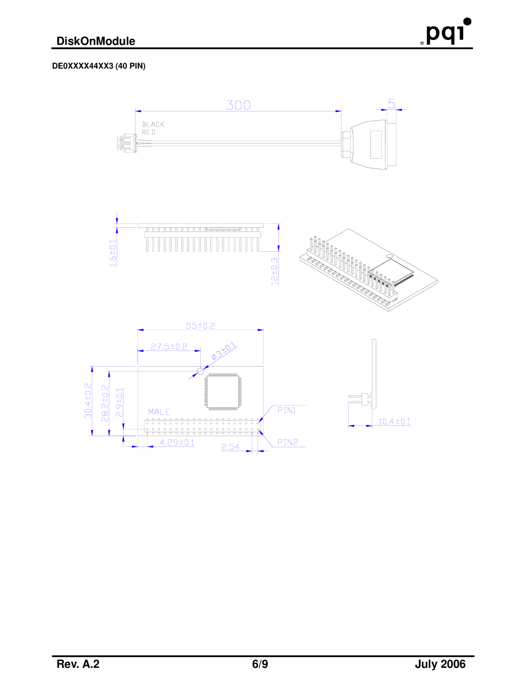 PQI DE Wide Temp Series, DE Series manual DE0XXXX44XX3 40 PIN 