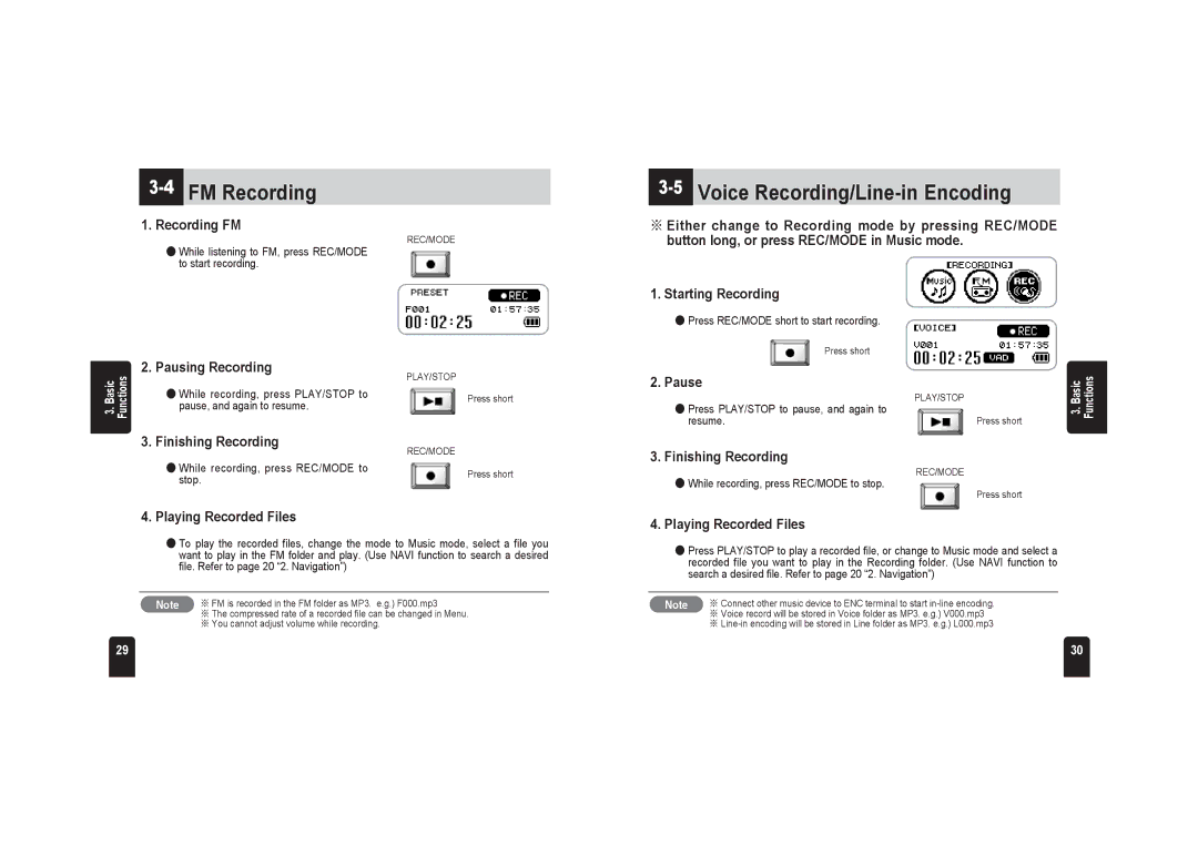 PQI JoyTone-U900 user manual 4FM Recording, 5Voice Recording/Line-in Encoding 