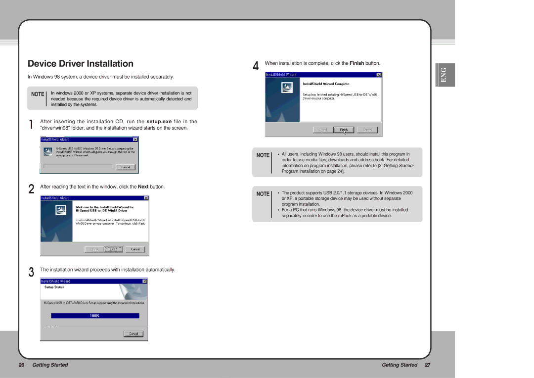 PQI mPack user manual Device Driver Installation, Program Installation on, Program installation 