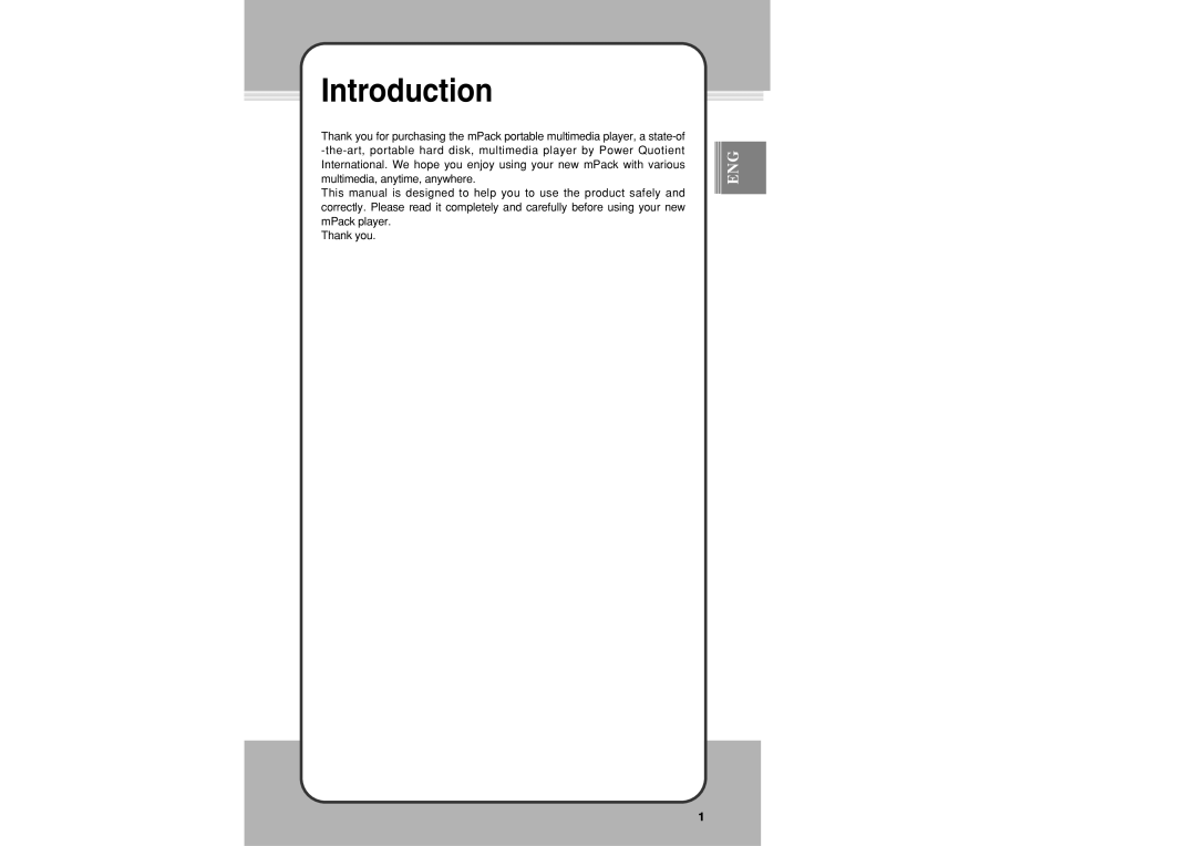 PQI mPack user manual Introduction 