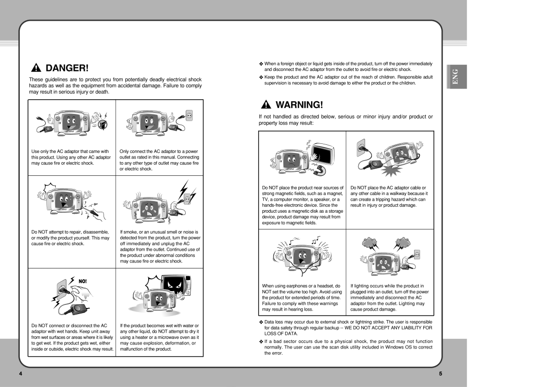 PQI mPack user manual Use only the AC adaptor that came with, This product. Using any other AC adaptor, Or electric shock 