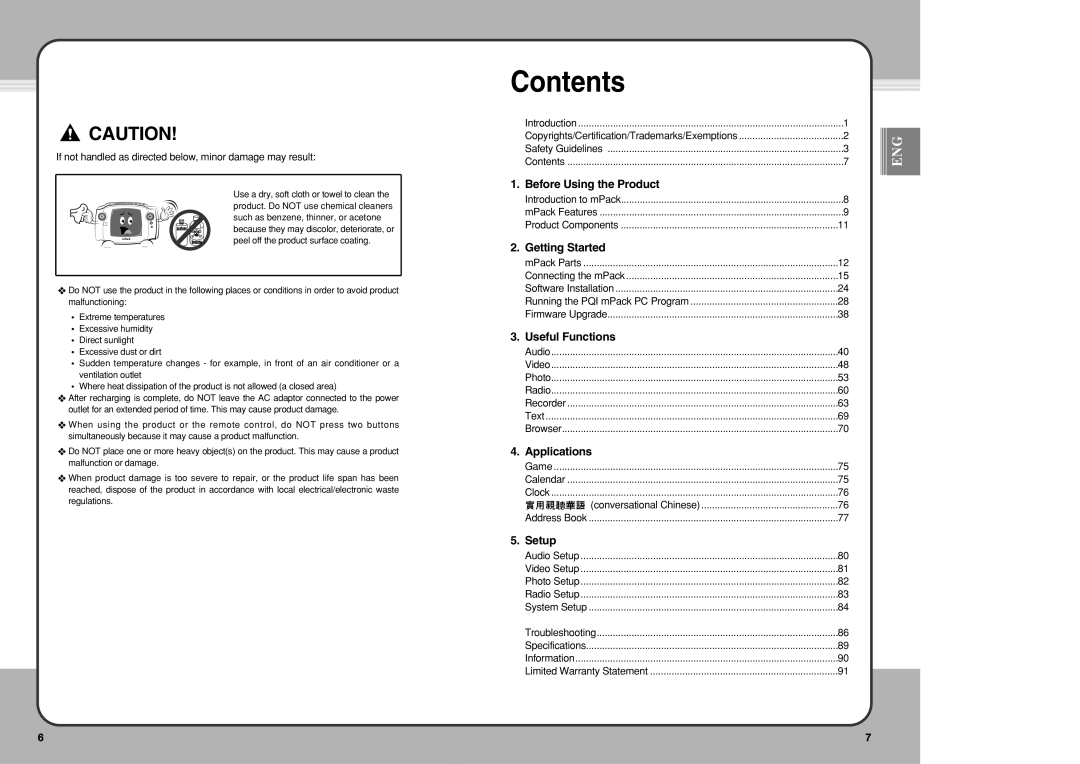 PQI mPack user manual Contents 